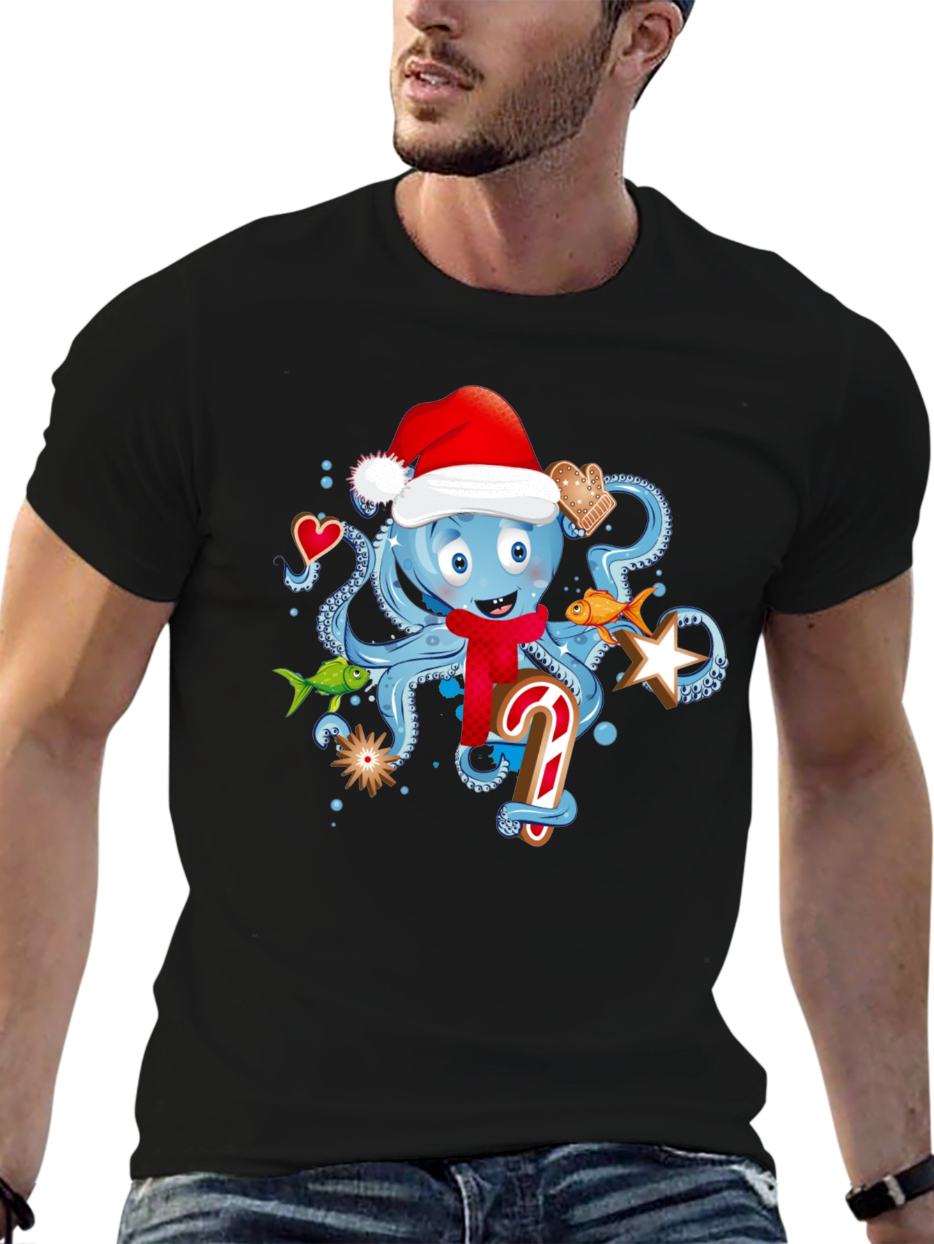 Holiday Octopus Graphic T-Shirt