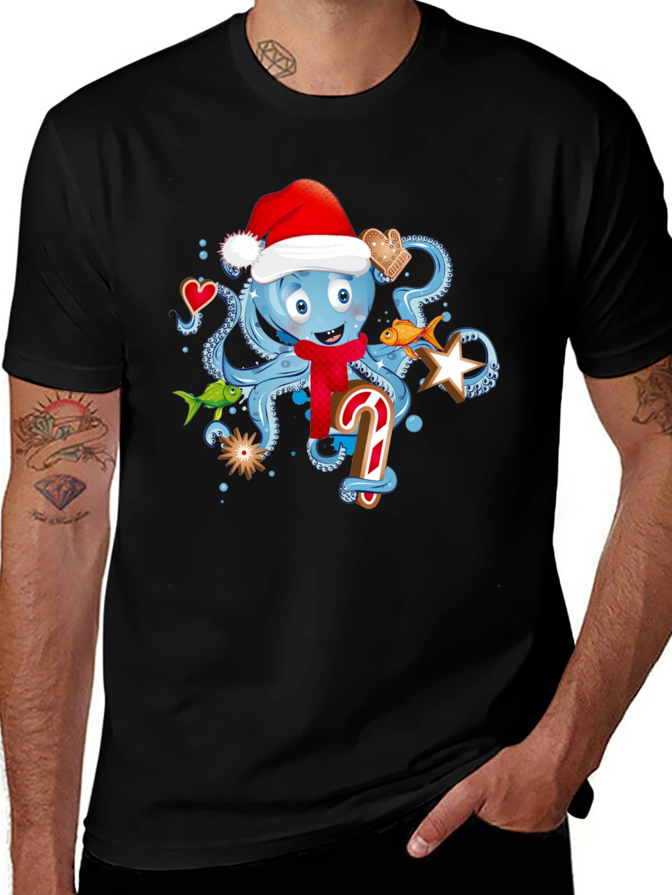 Holiday Octopus Graphic T-Shirt