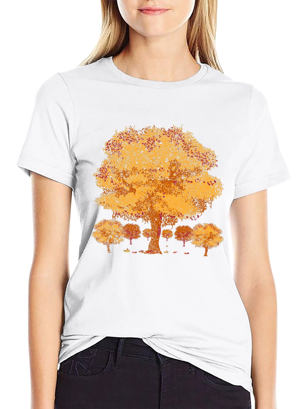 Autumn Tree Graphic Tee - Black Crew Neck