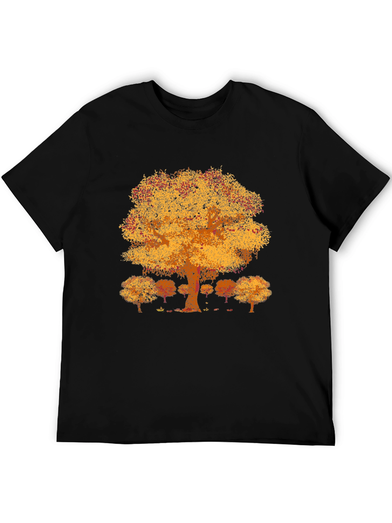 Autumn Tree Graphic Tee - Black Crew Neck