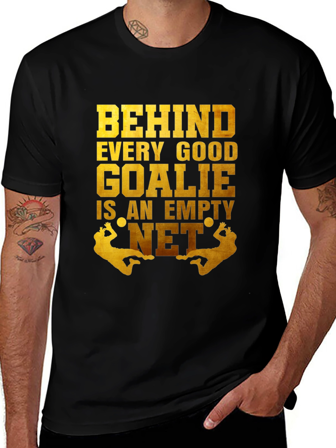 Funny Goalie T-Shirt - Behind Every Good Goalie Empty Net