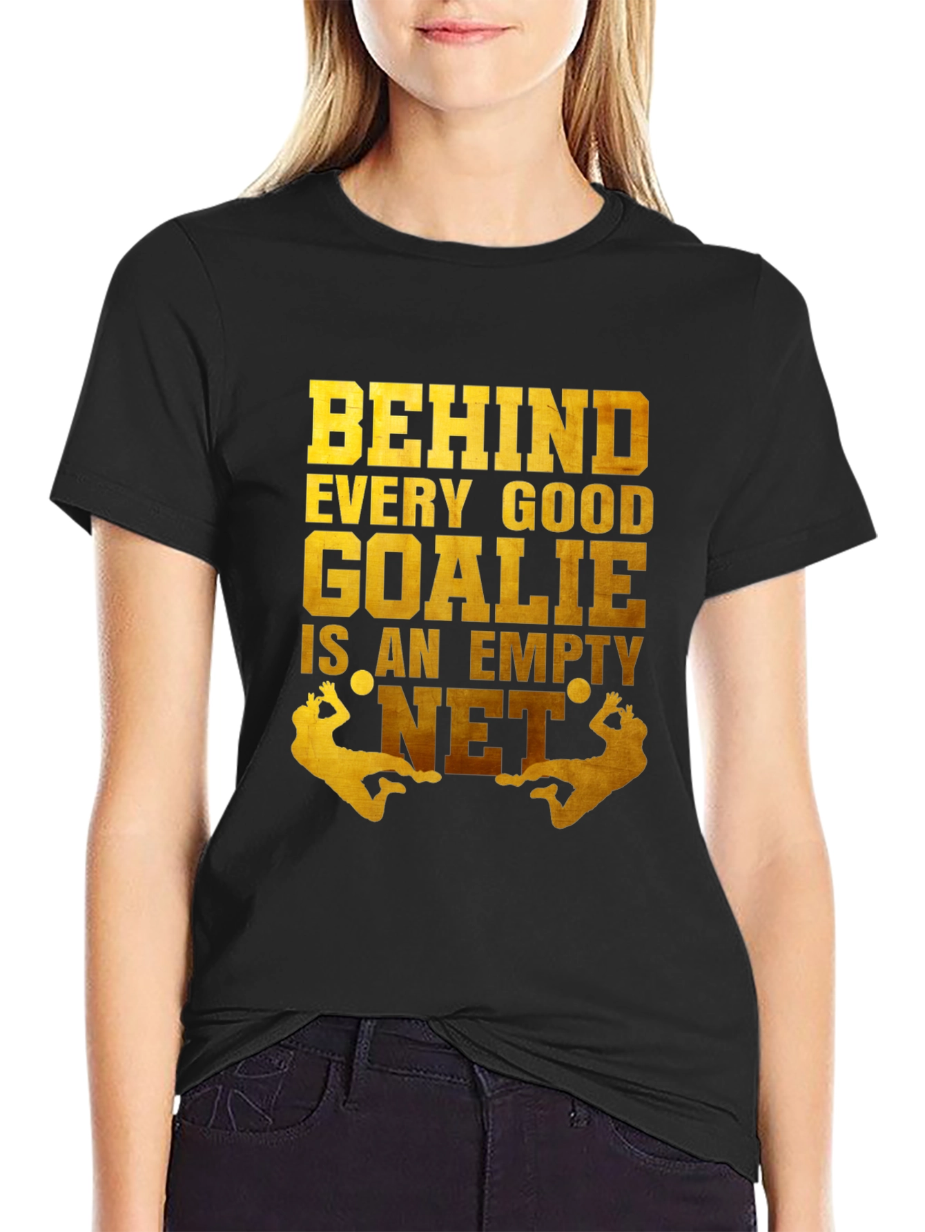Funny Goalie T-Shirt - Behind Every Good Goalie Empty Net