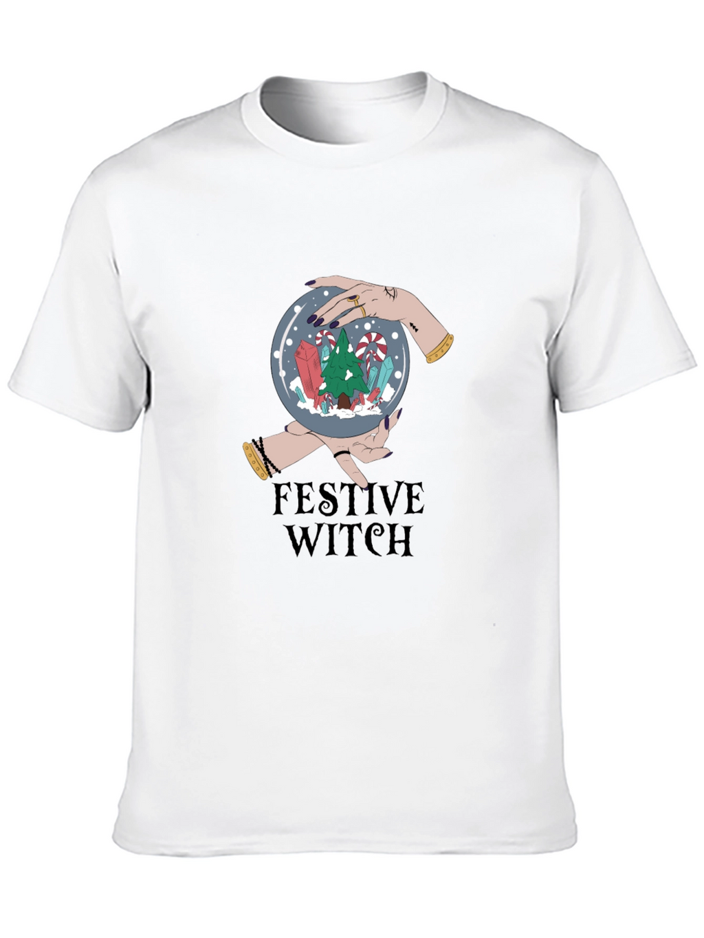 Festive Witch Graphic Tee - Holiday Magic Shirt