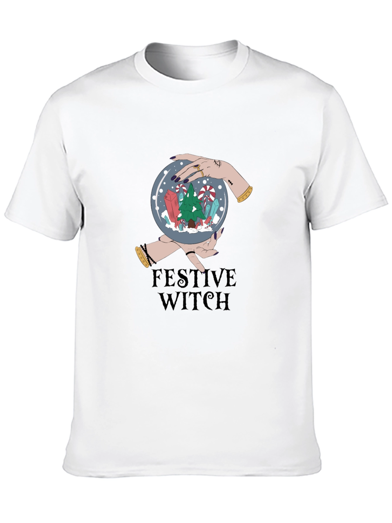 Festive Witch Graphic Tee - Holiday Magic Shirt