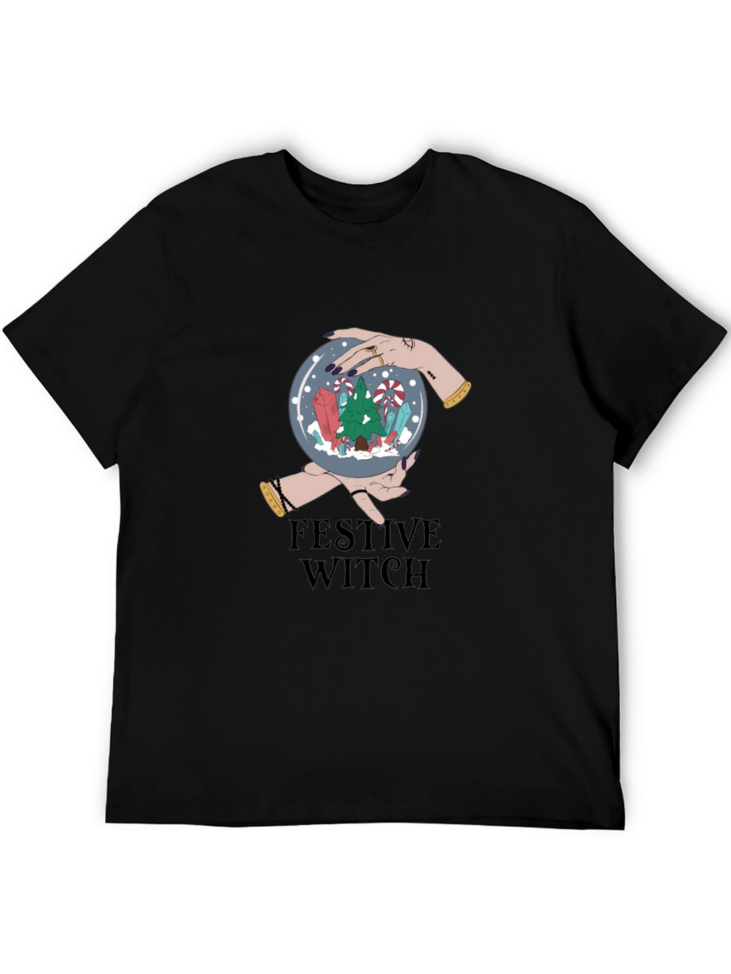 Festive Witch Graphic Tee - Holiday Magic Shirt
