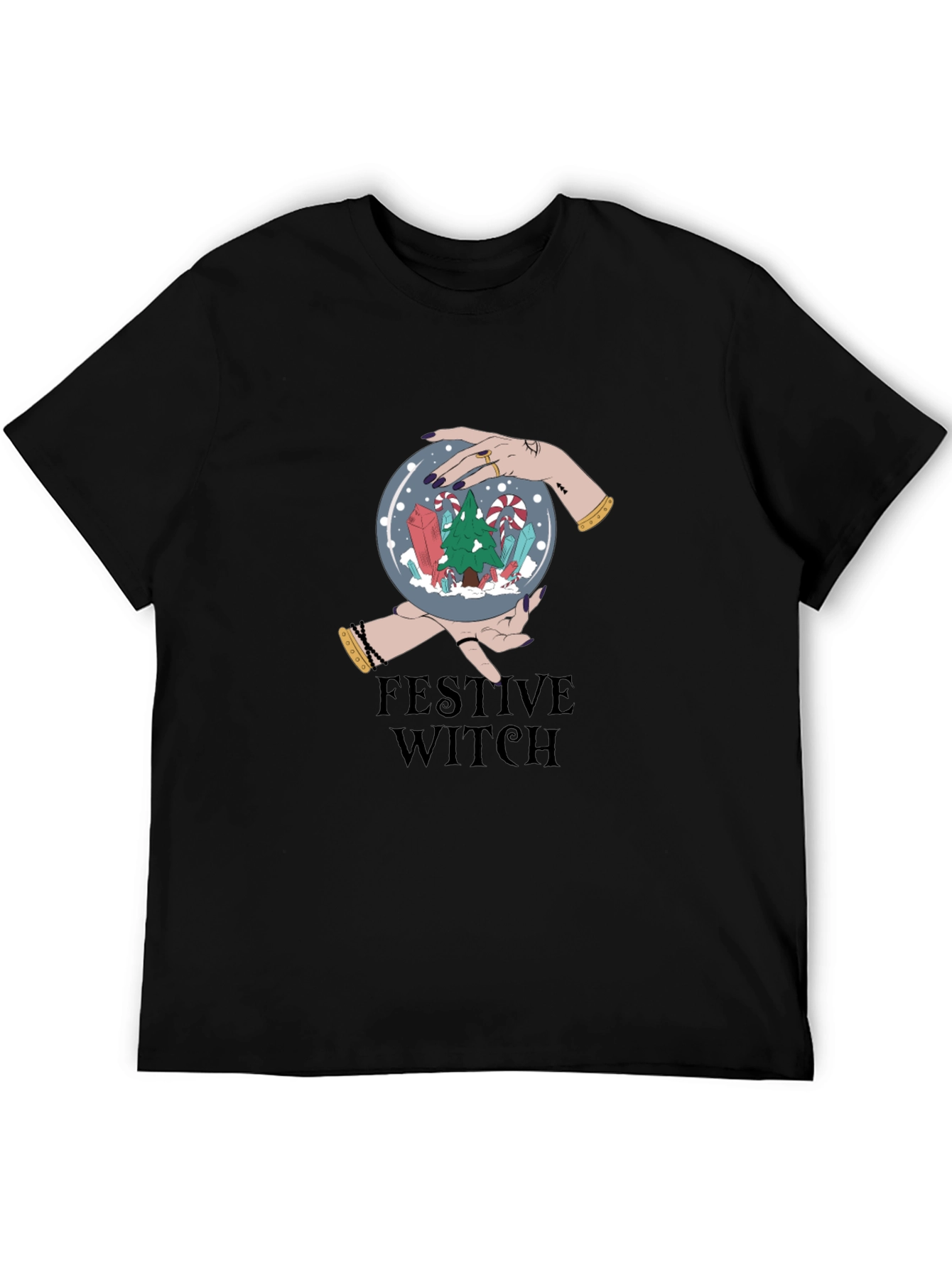 Festive Witch Graphic Tee - Holiday Magic Shirt