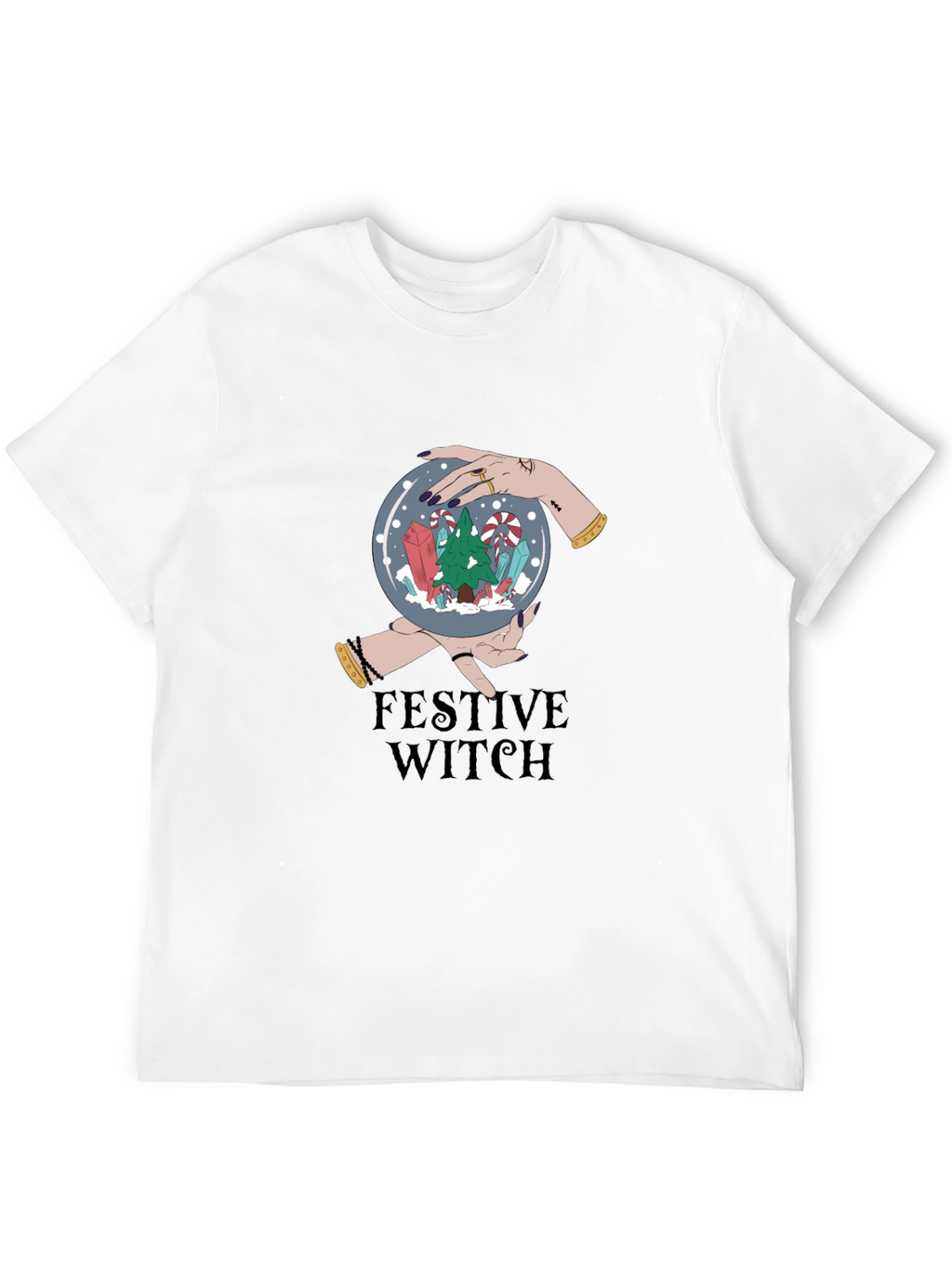 Festive Witch Graphic Tee - Holiday Magic Shirt