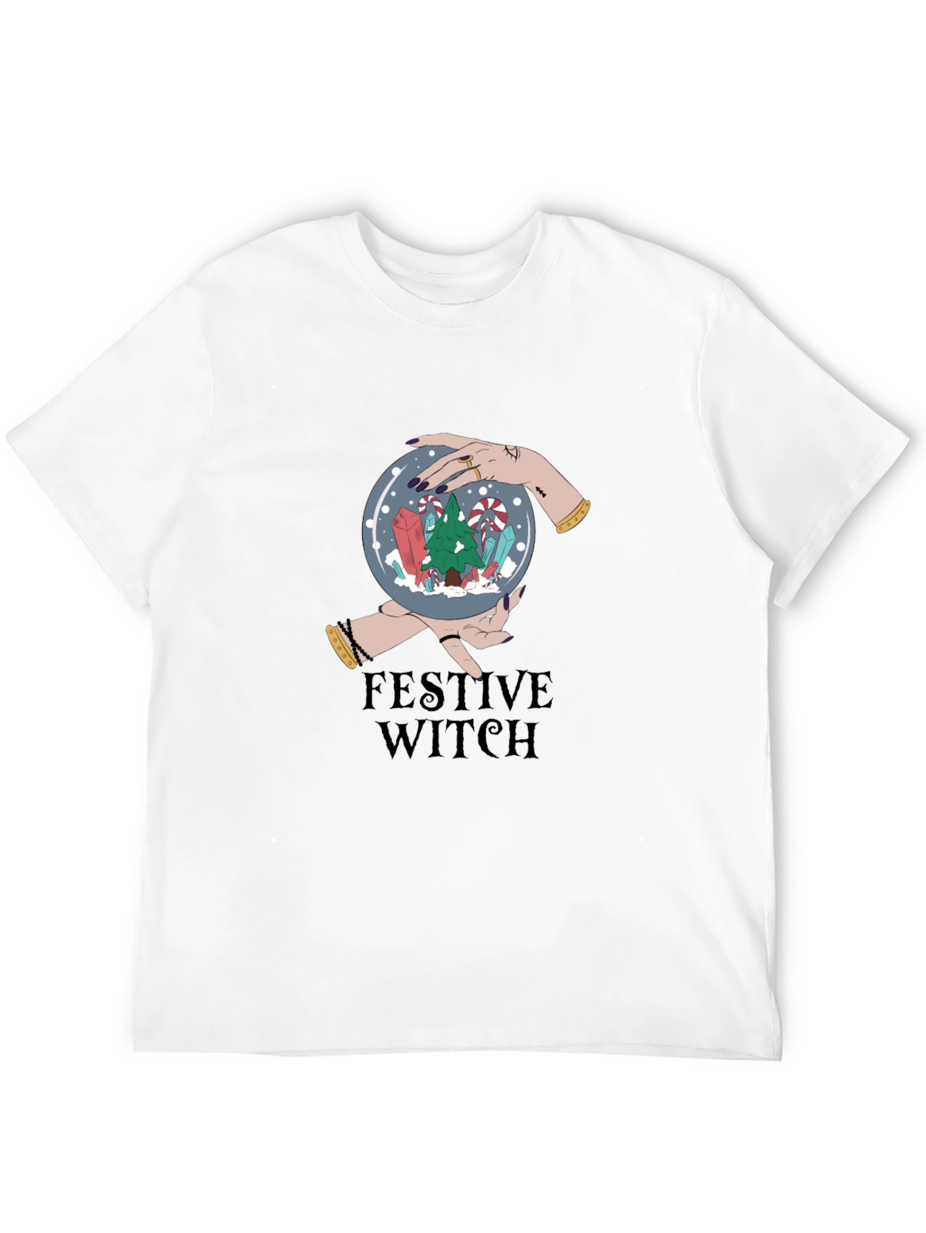Festive Witch Graphic Tee - Holiday Magic Shirt