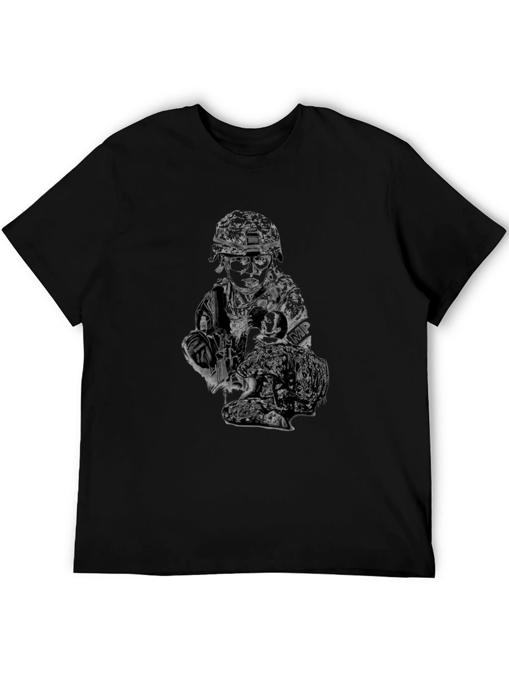 Black Military Graphic T-Shirt