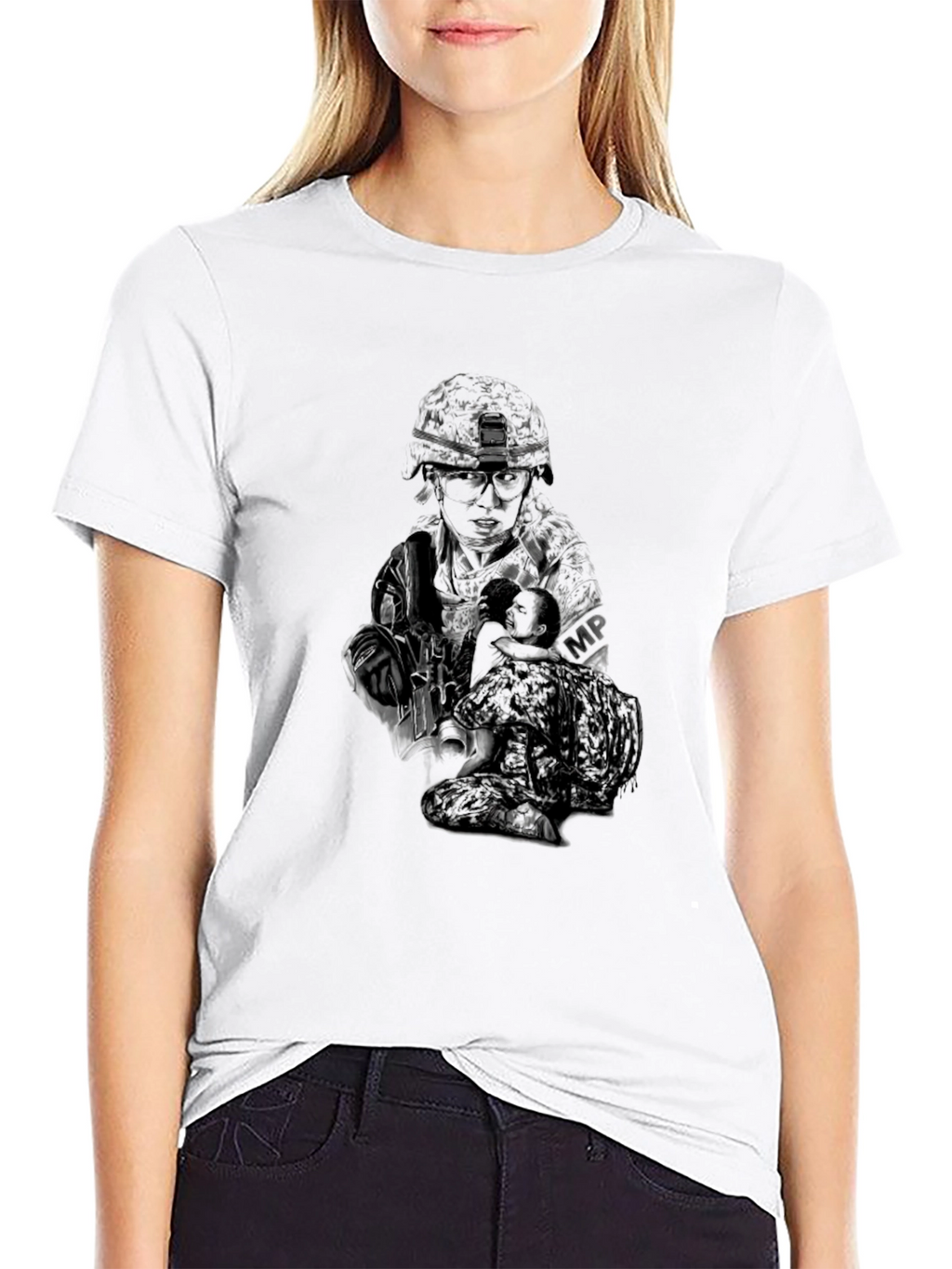 Black Military Graphic T-Shirt