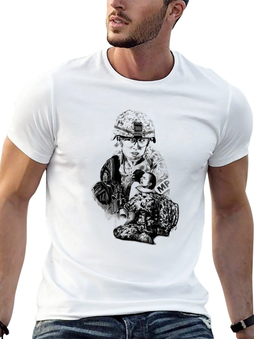 Black Military Graphic T-Shirt