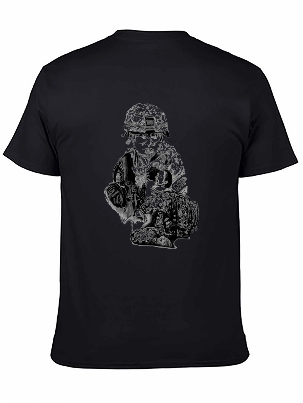 Black Military Graphic T-Shirt