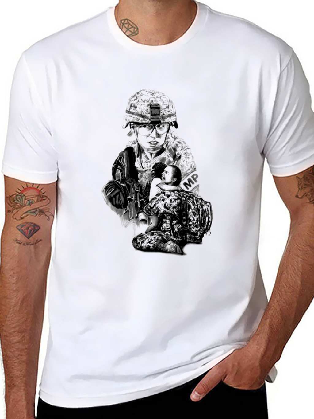 Black Military Graphic T-Shirt