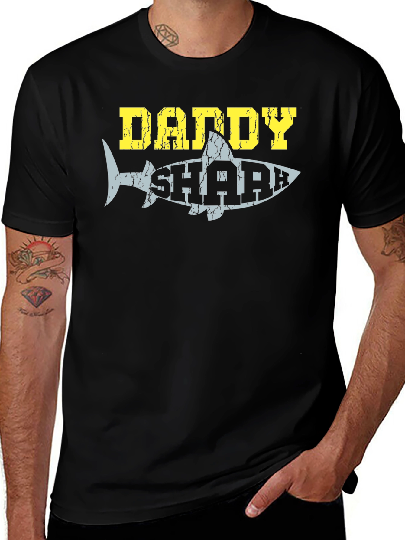 Daddy Shark Graphic Tee - Black Cotton T-Shirt