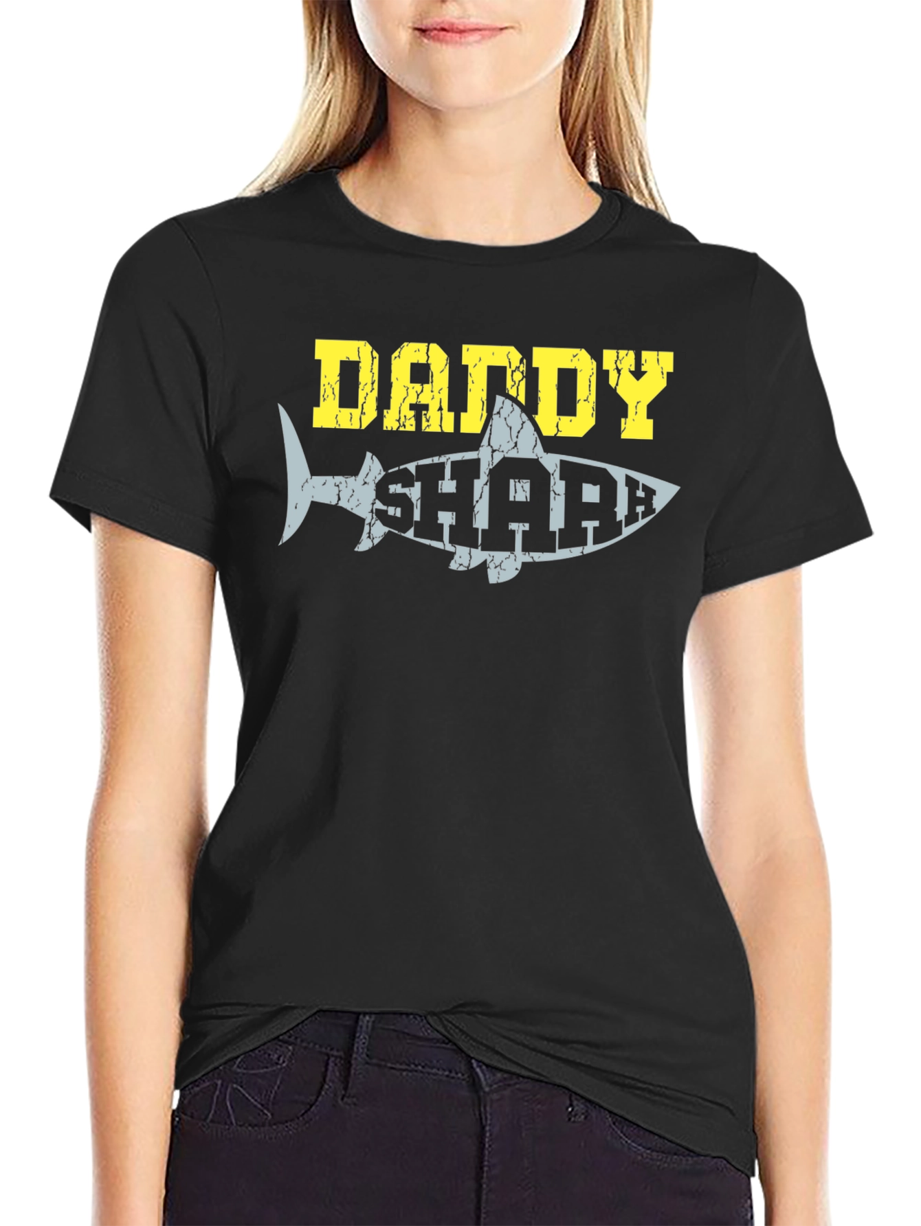 Daddy Shark Graphic Tee - Black Cotton T-Shirt