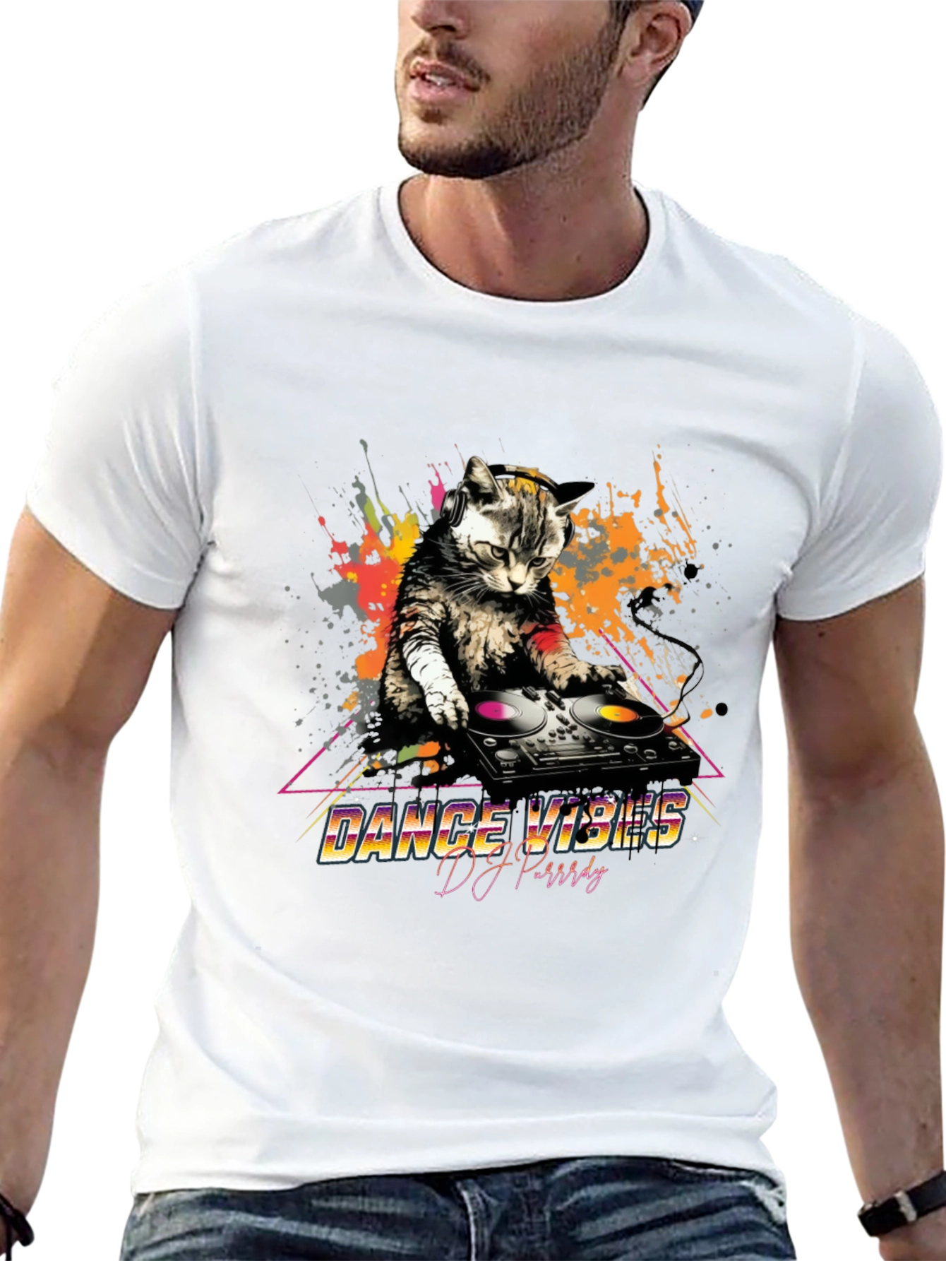 DJ Cat T-Shirt - Dance Vibes Graphic Tee