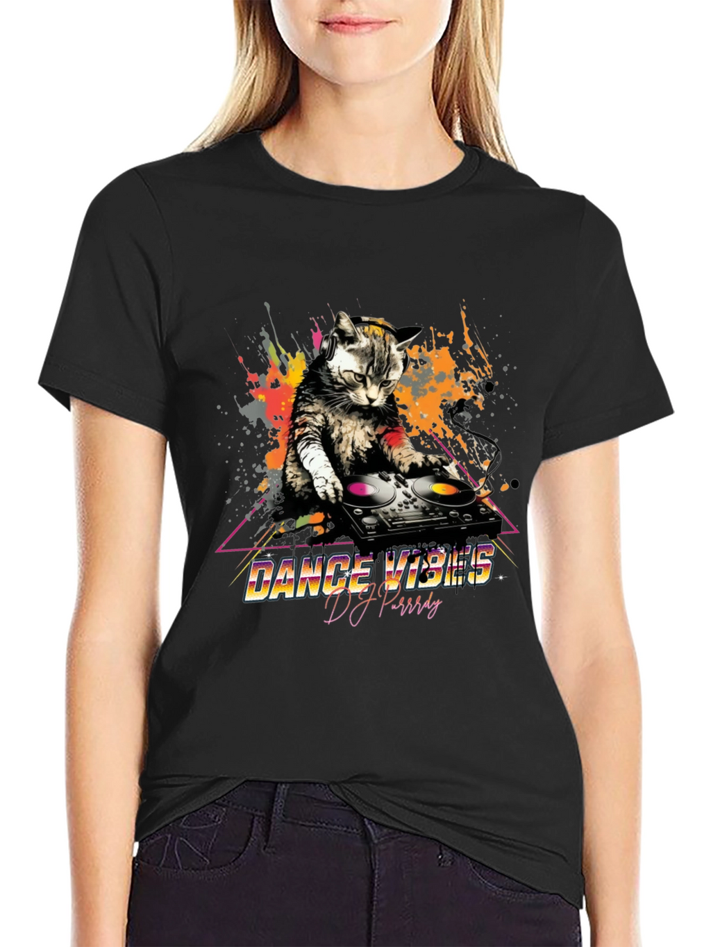 DJ Cat T-Shirt - Dance Vibes Graphic Tee