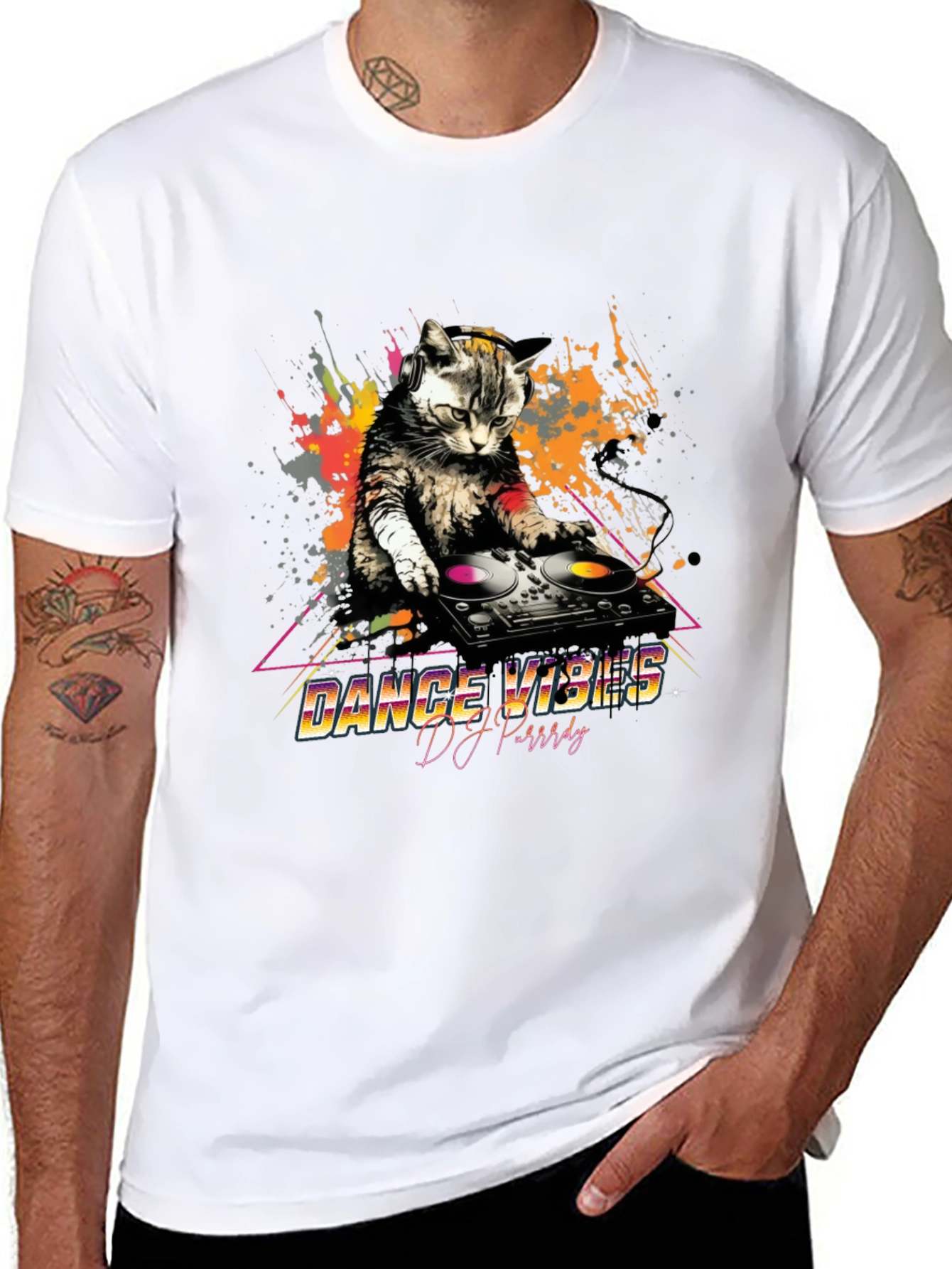 DJ Cat T-Shirt - Dance Vibes Graphic Tee