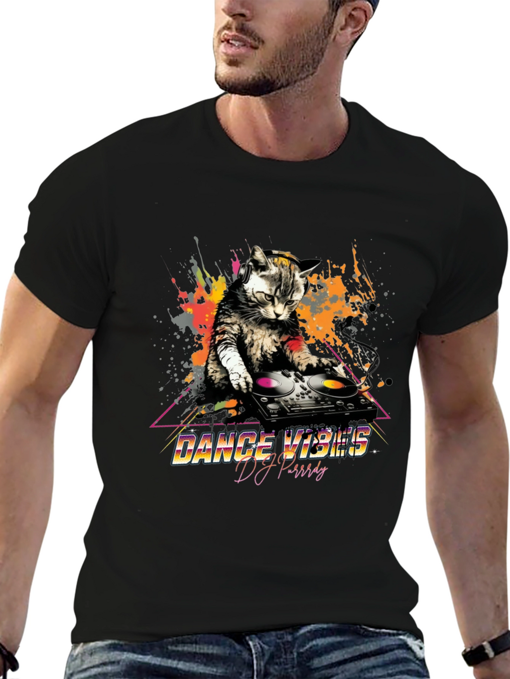 DJ Cat T-Shirt - Dance Vibes Graphic Tee