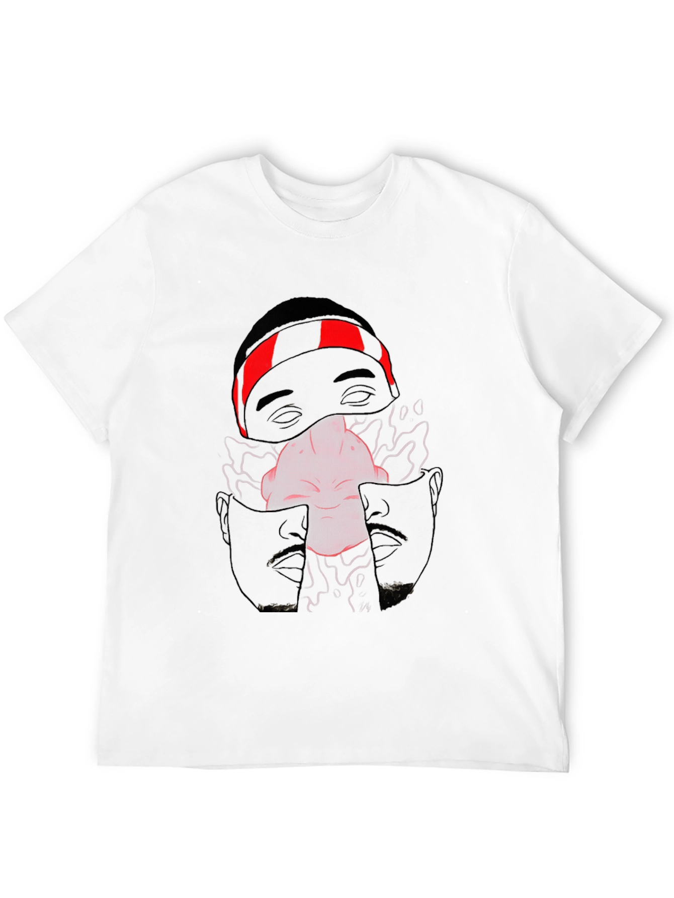 Unique Graphic Print Crew Neck Tee - Black
