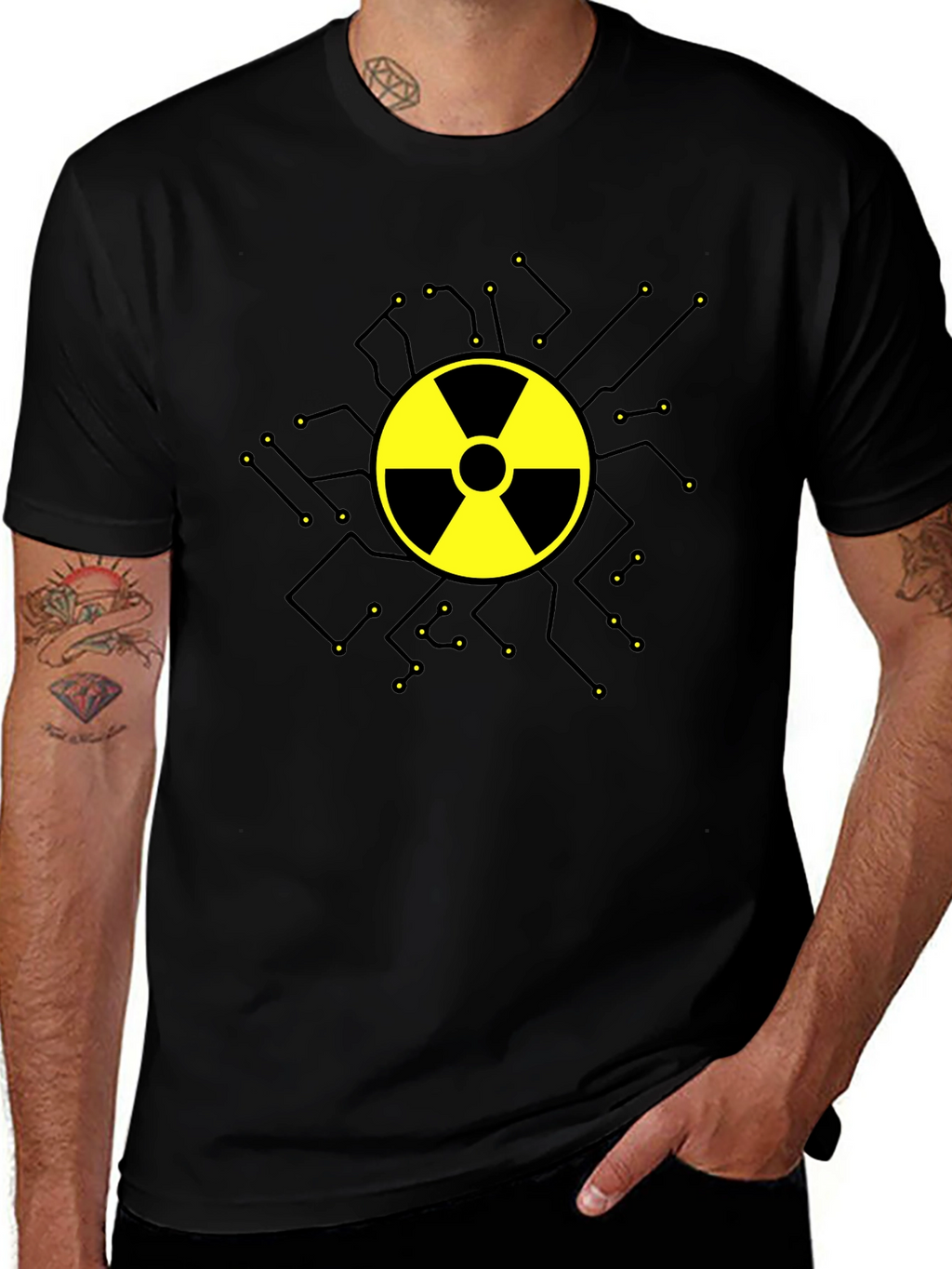 Radioactive Symbol Graphic T-Shirt - Black Cotton
