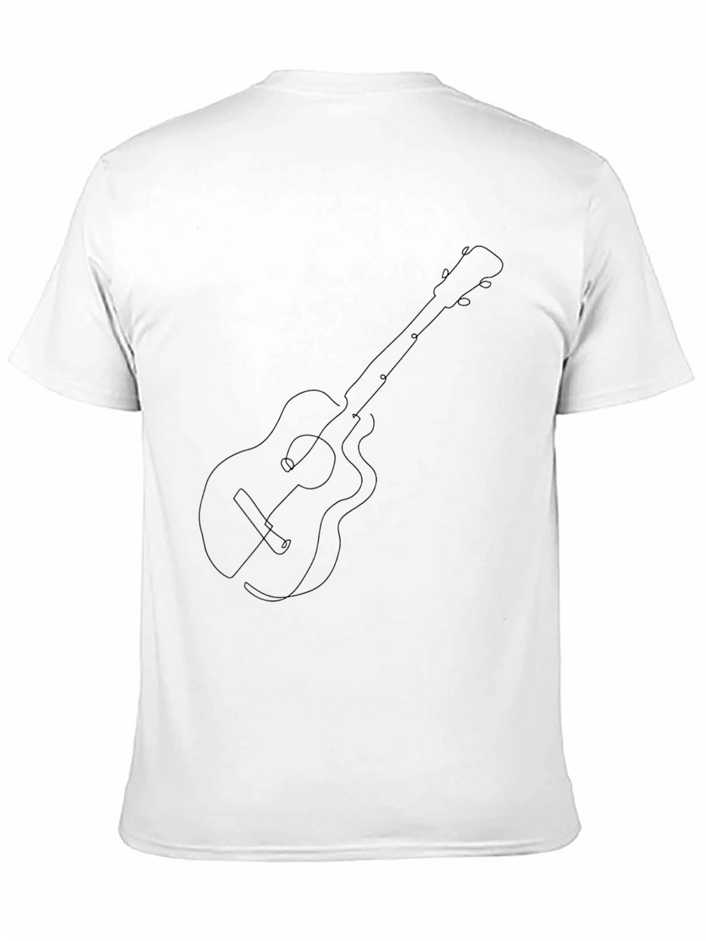Guitar Line Art Graphic Tee - Black Cotton Blend