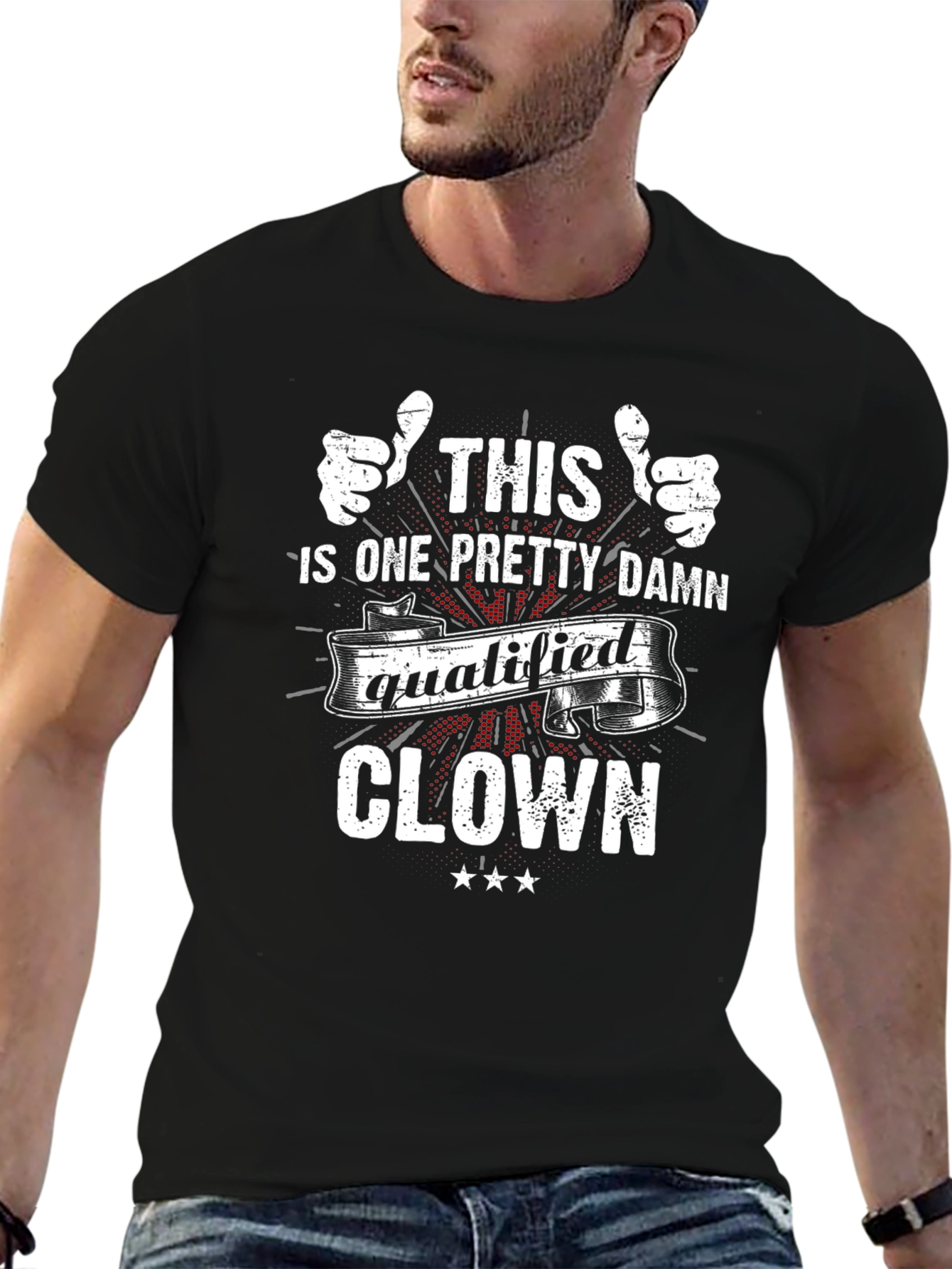 Funny Qualified Clown Graphic Tee - Black