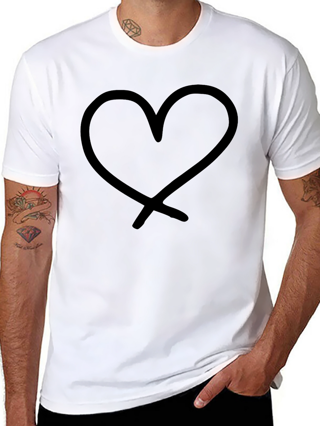 Heart Graphic Tee - Black Casual Shirt