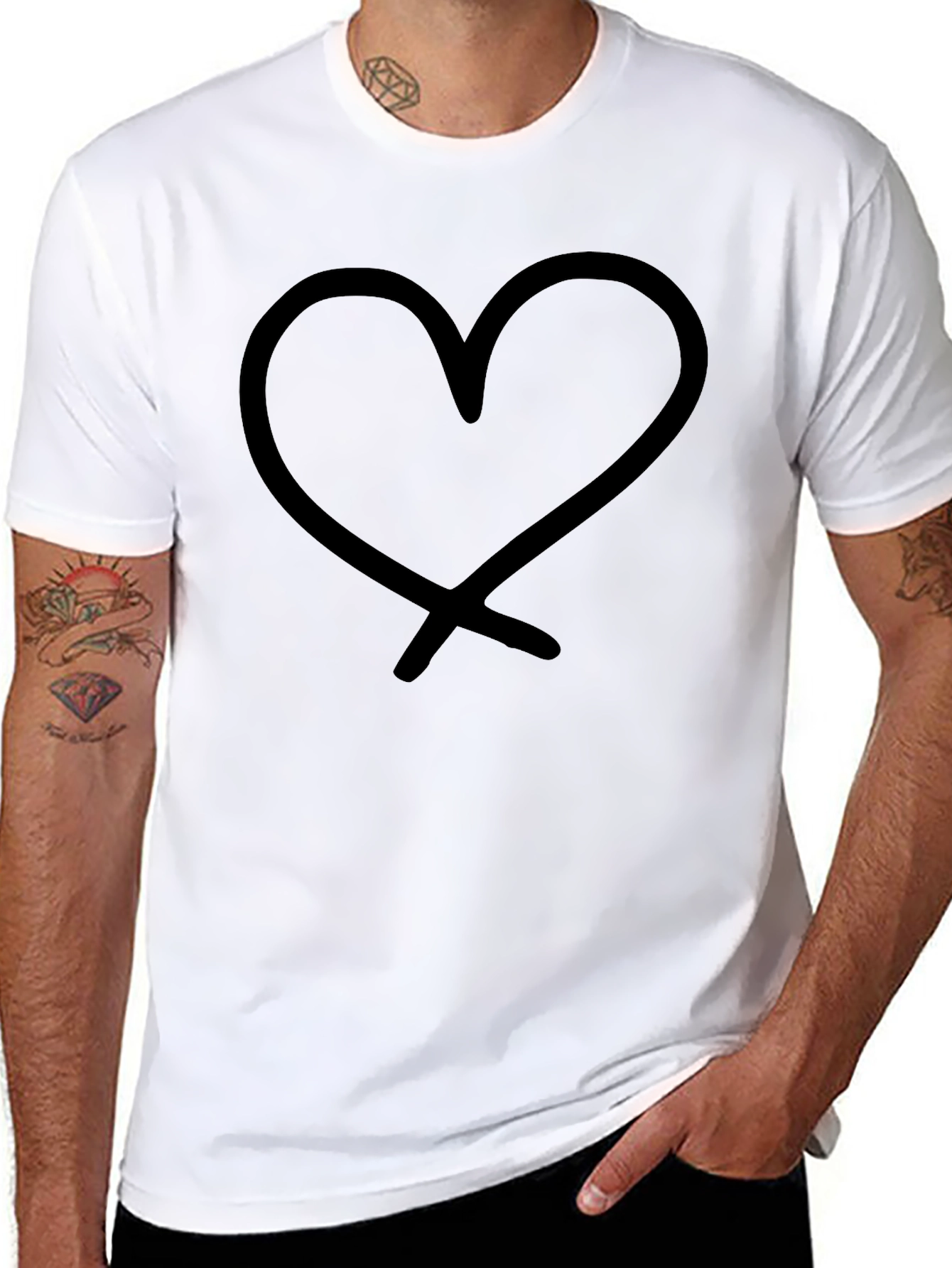 Heart Graphic Tee - Black Casual Shirt