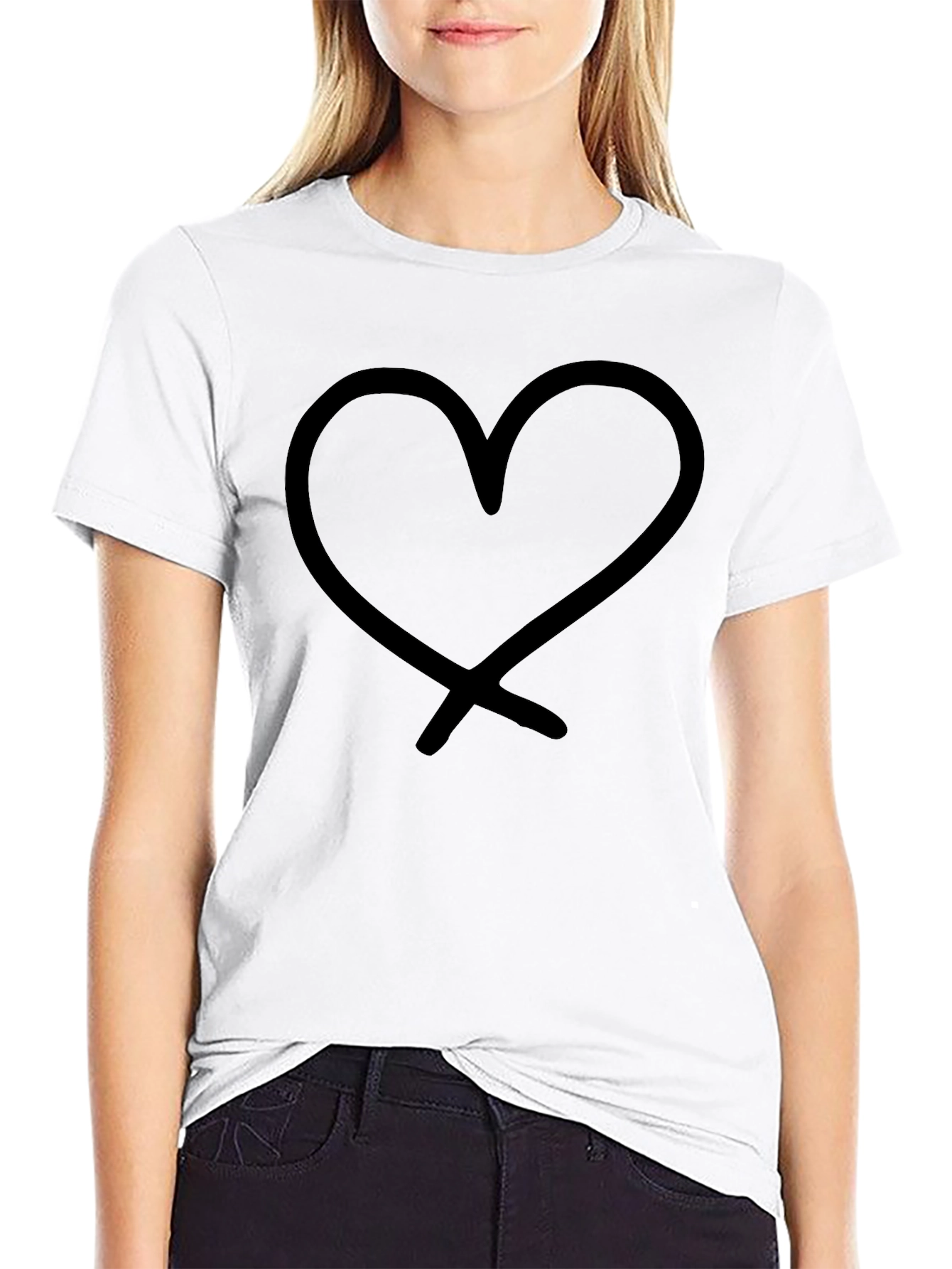 Heart Graphic Tee - Black Casual Shirt