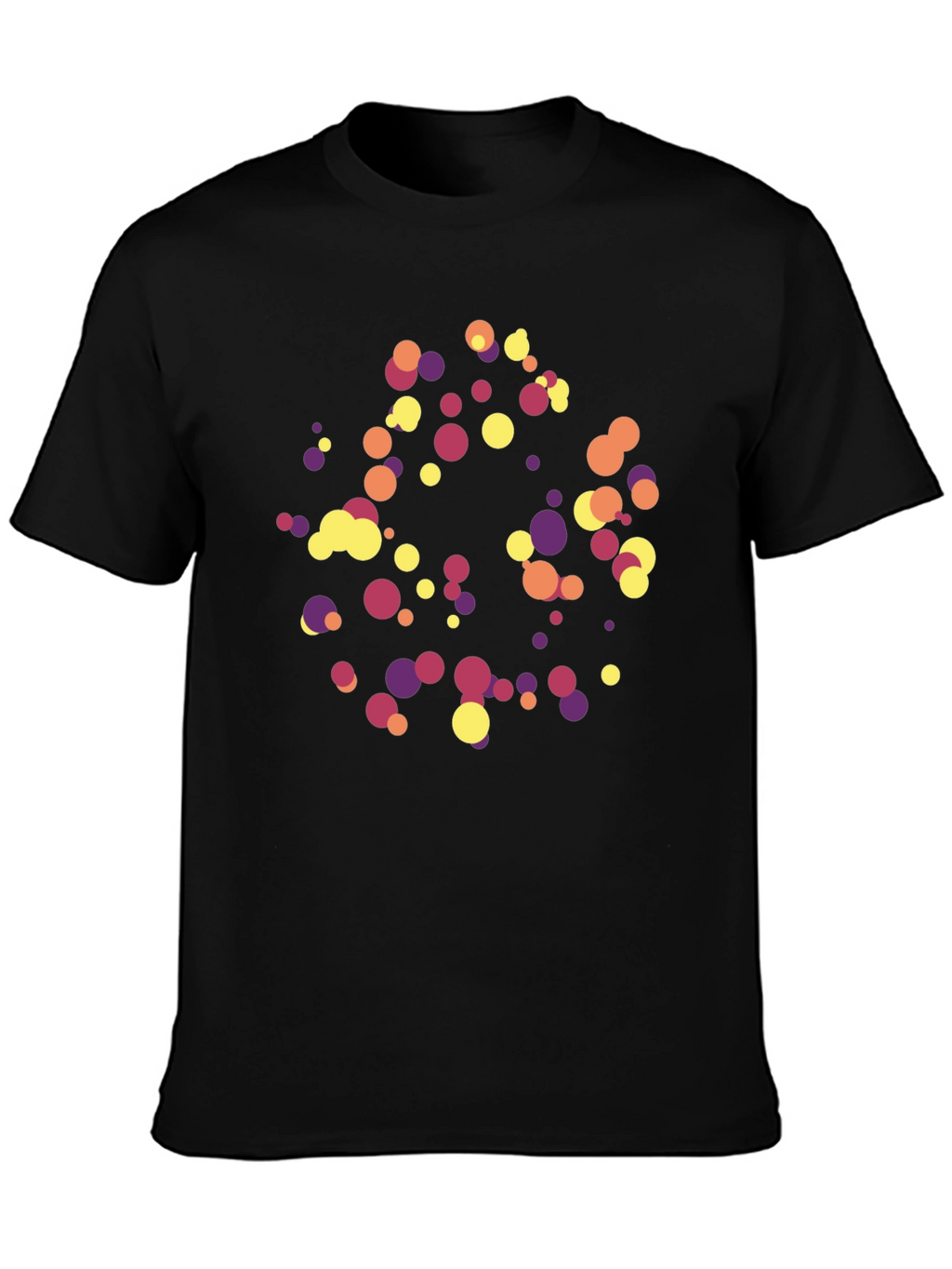 Abstract Polka Dot Graphic Tee - Trendy Black T-Shirt