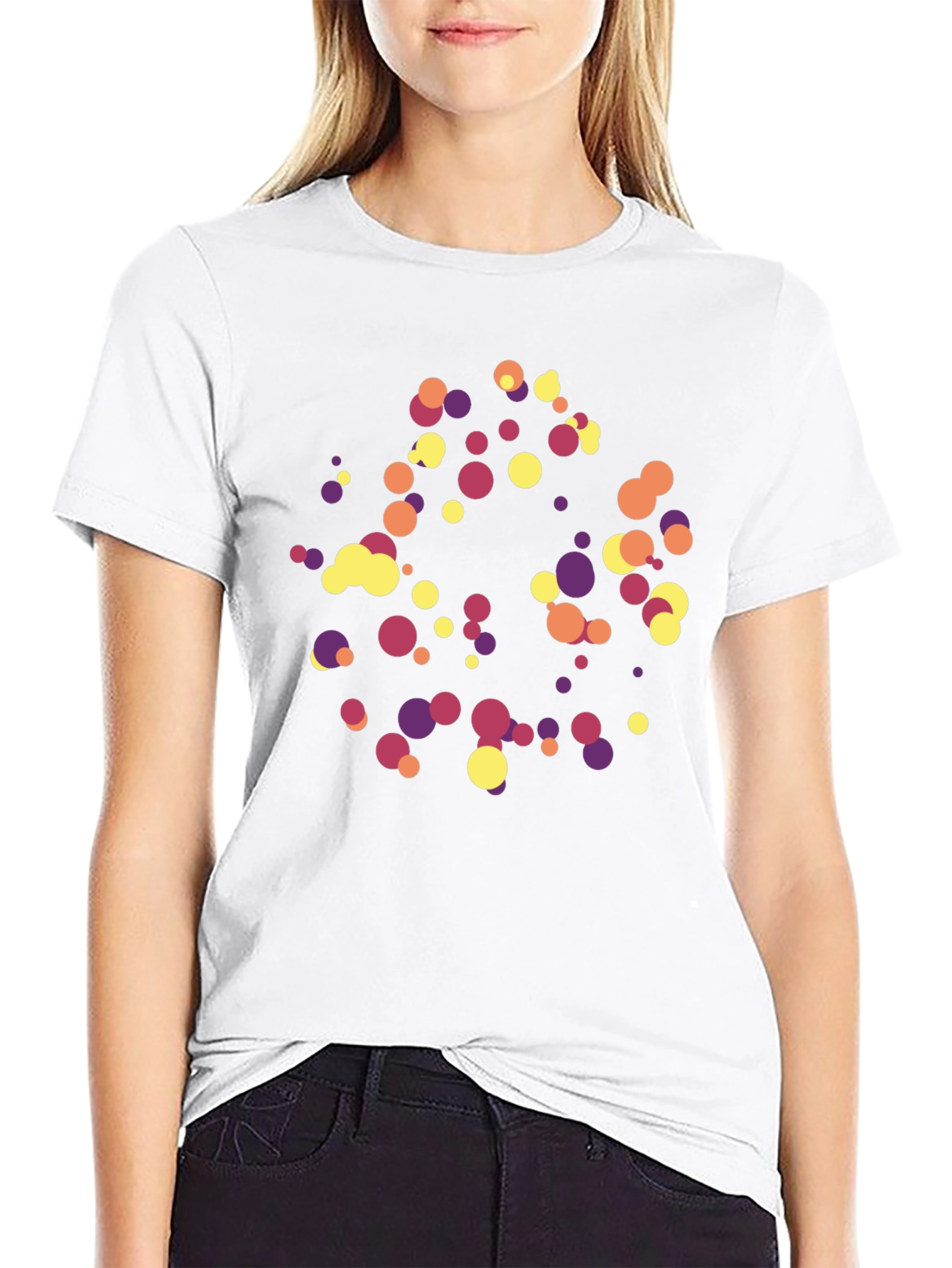 Abstract Polka Dot Graphic Tee - Trendy Black T-Shirt