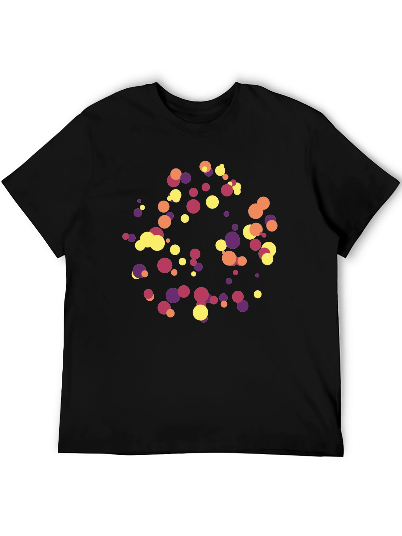 Abstract Polka Dot Graphic Tee - Trendy Black T-Shirt