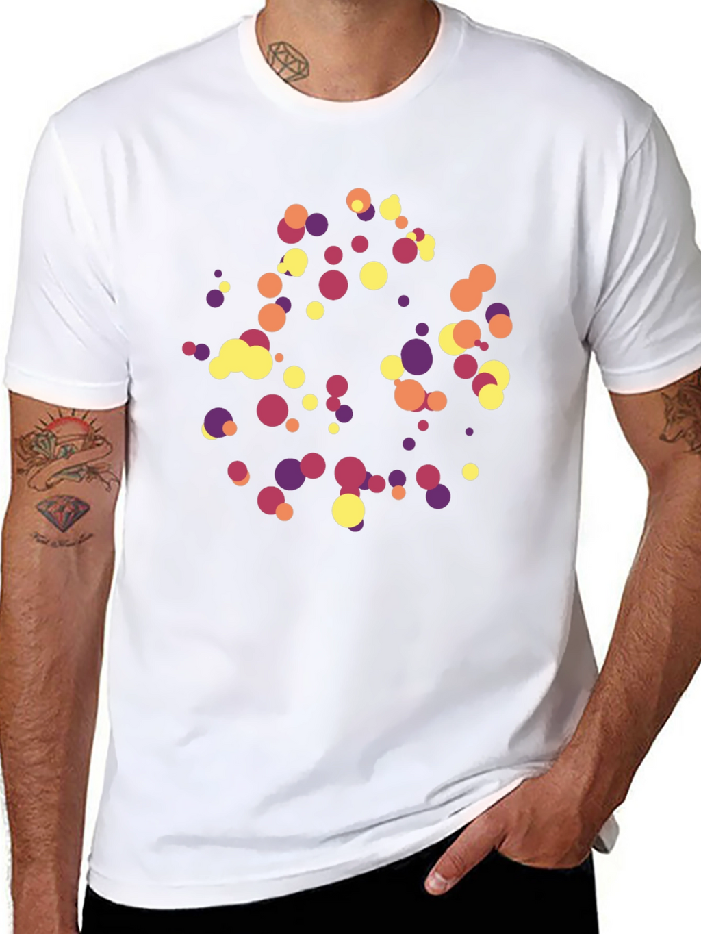 Abstract Polka Dot Graphic Tee - Trendy Black T-Shirt