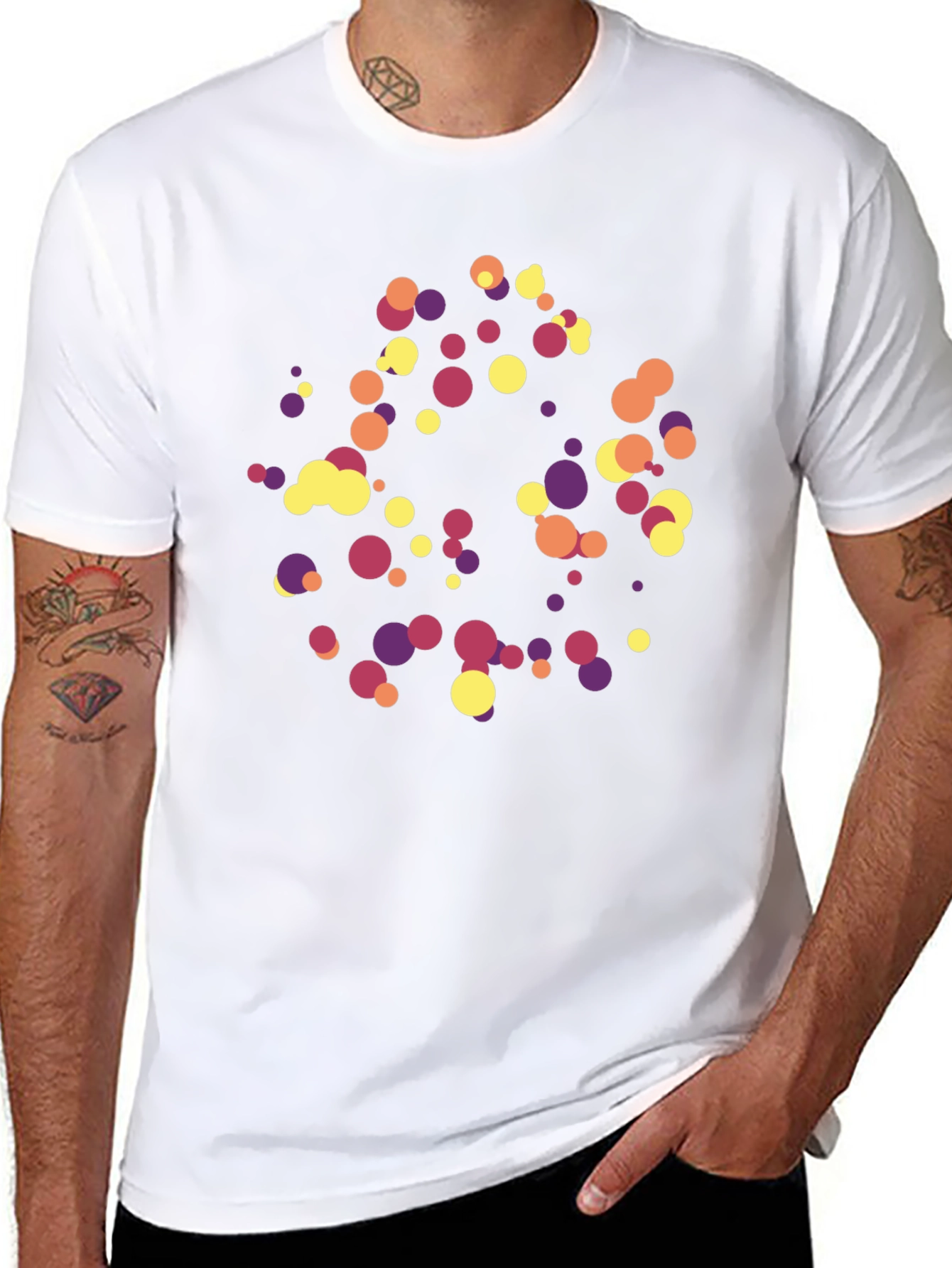 Abstract Polka Dot Graphic Tee - Trendy Black T-Shirt