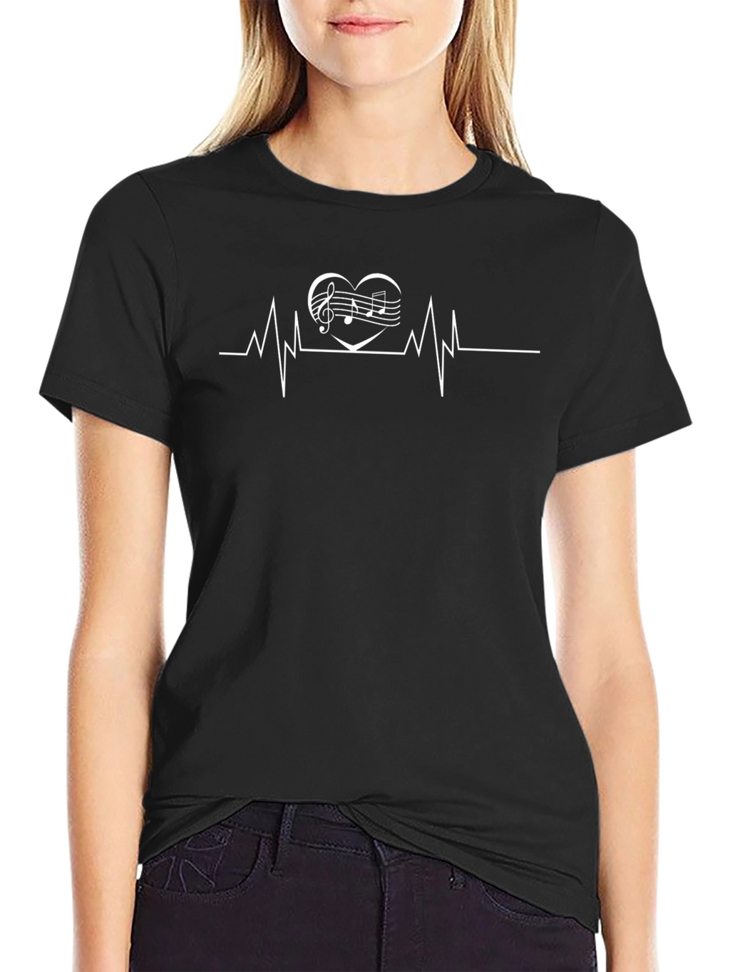 Music Heartbeat Graphic Tee - Black T-Shirt