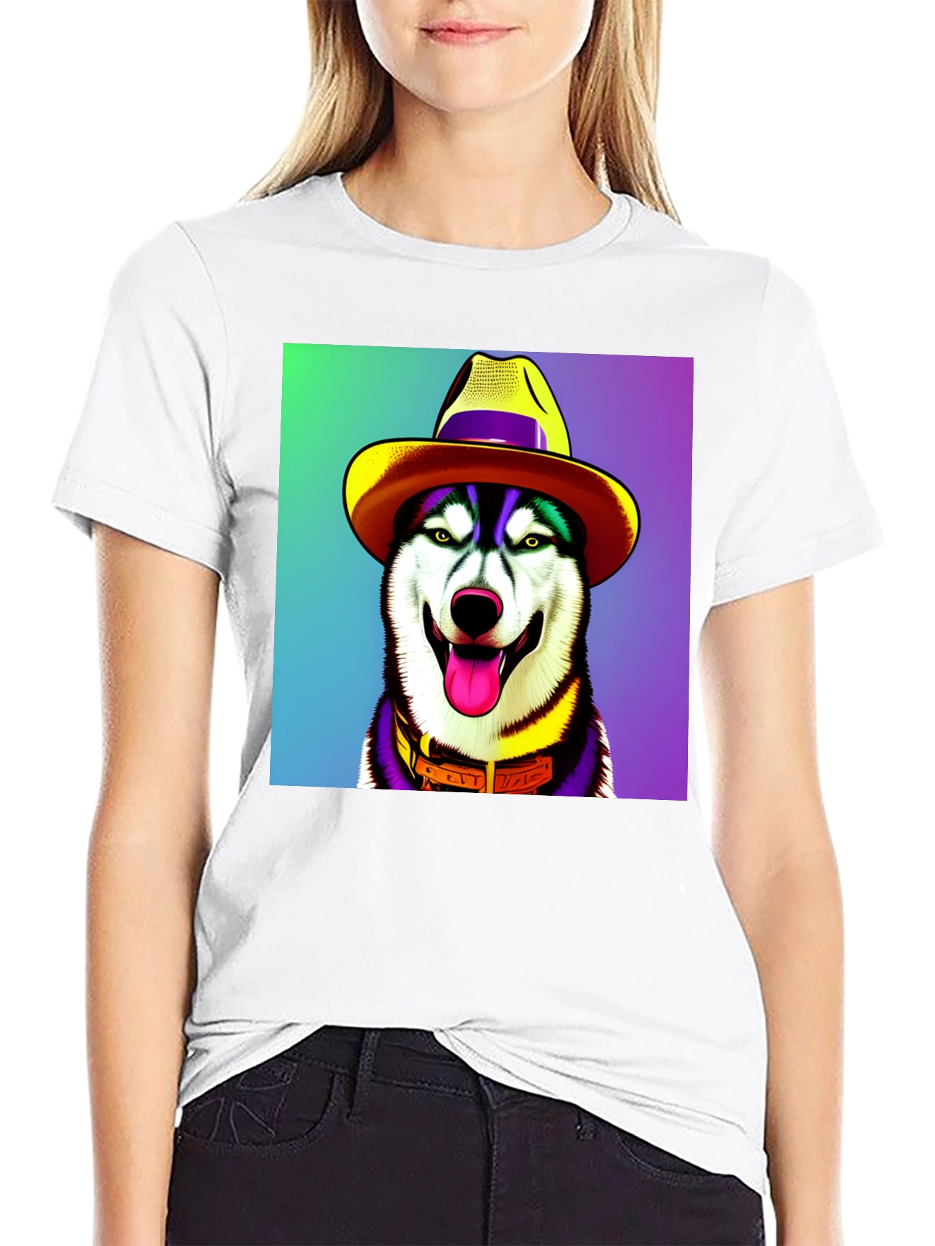 Dog in Hat Graphic Tee - Quirky Style