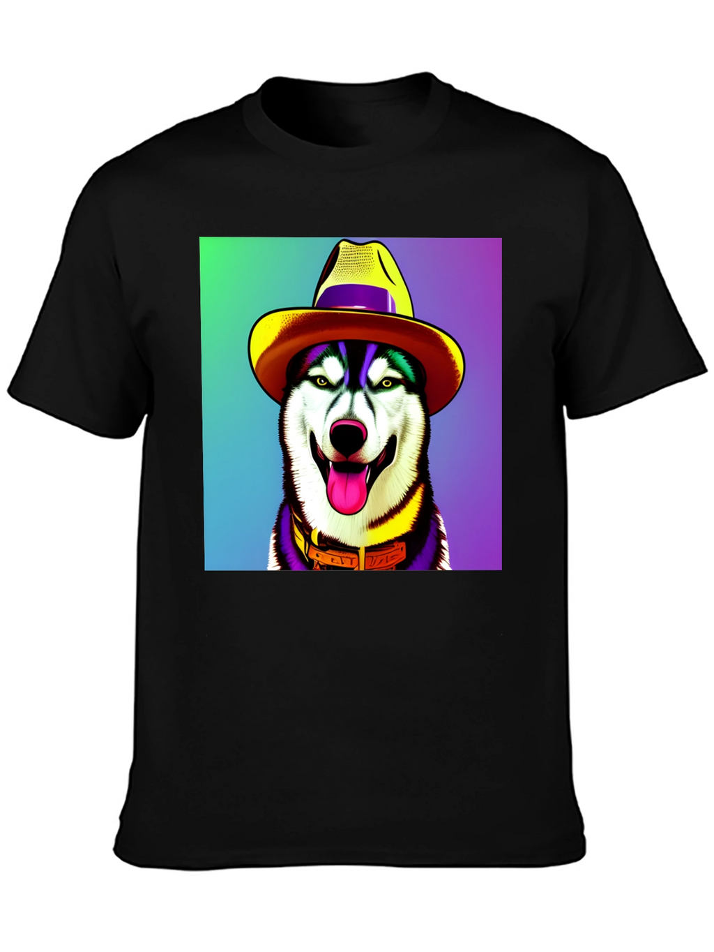 Dog in Hat Graphic Tee - Quirky Style