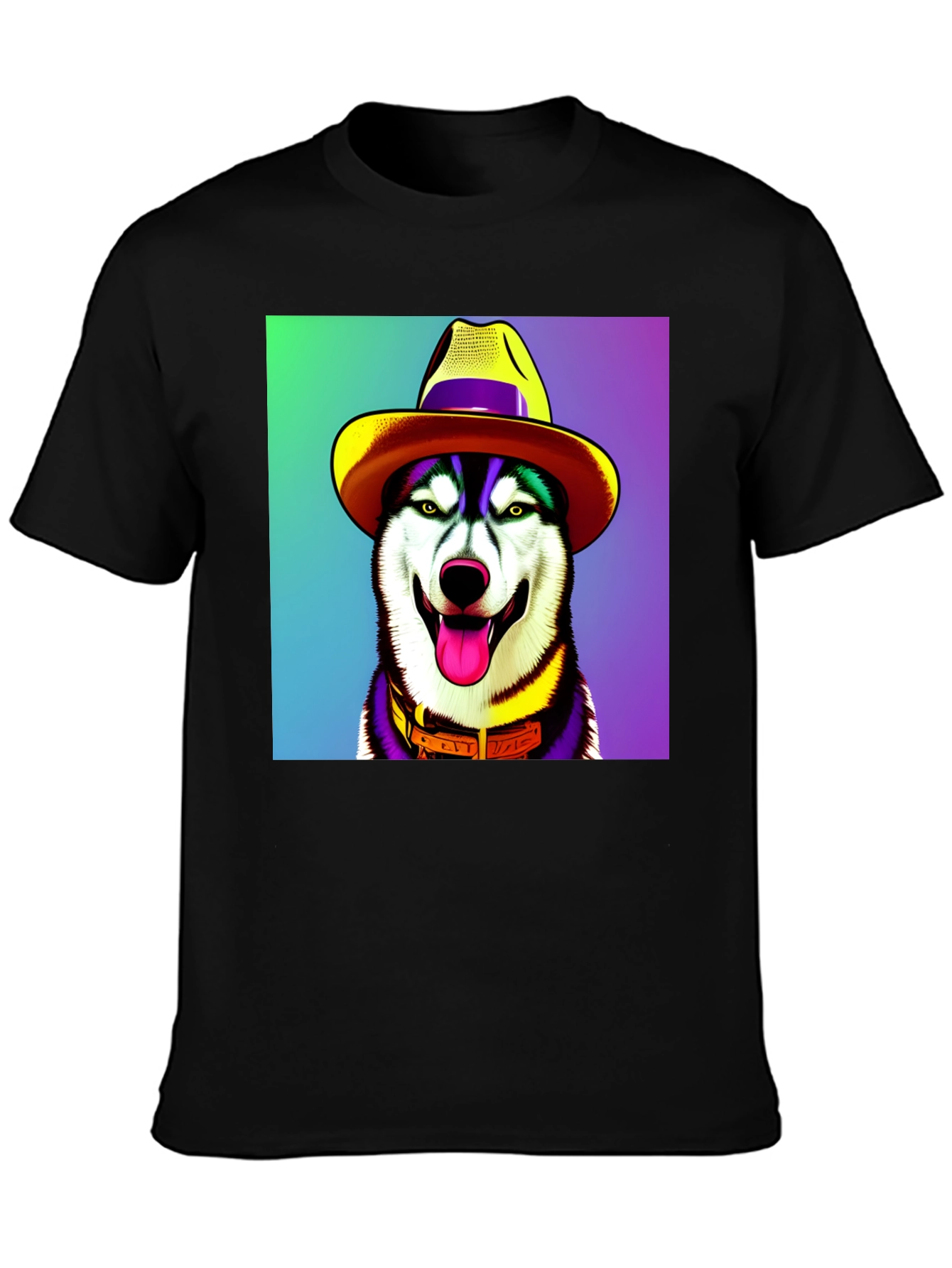 Dog in Hat Graphic Tee - Quirky Style