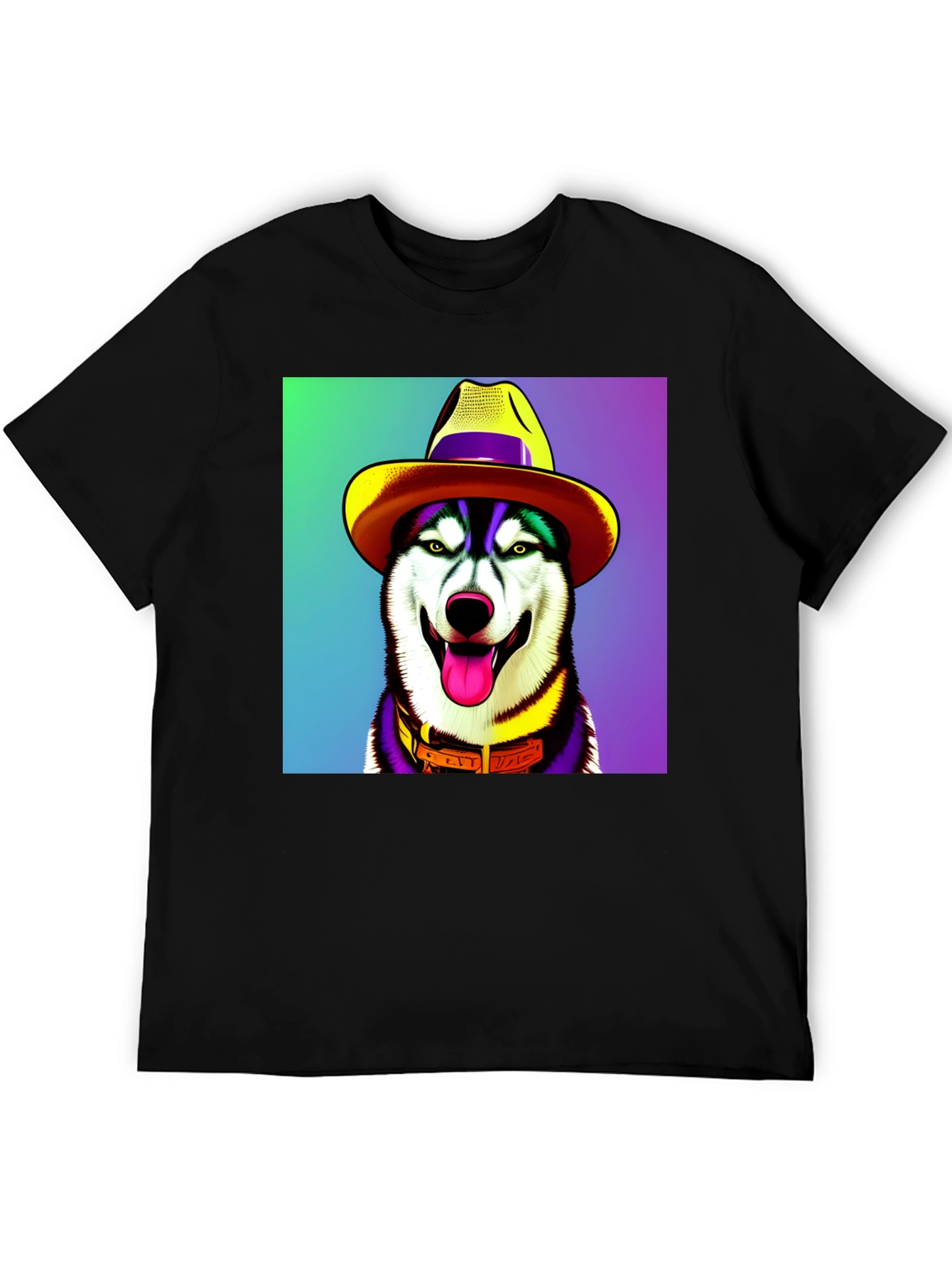 Dog in Hat Graphic Tee - Quirky Style