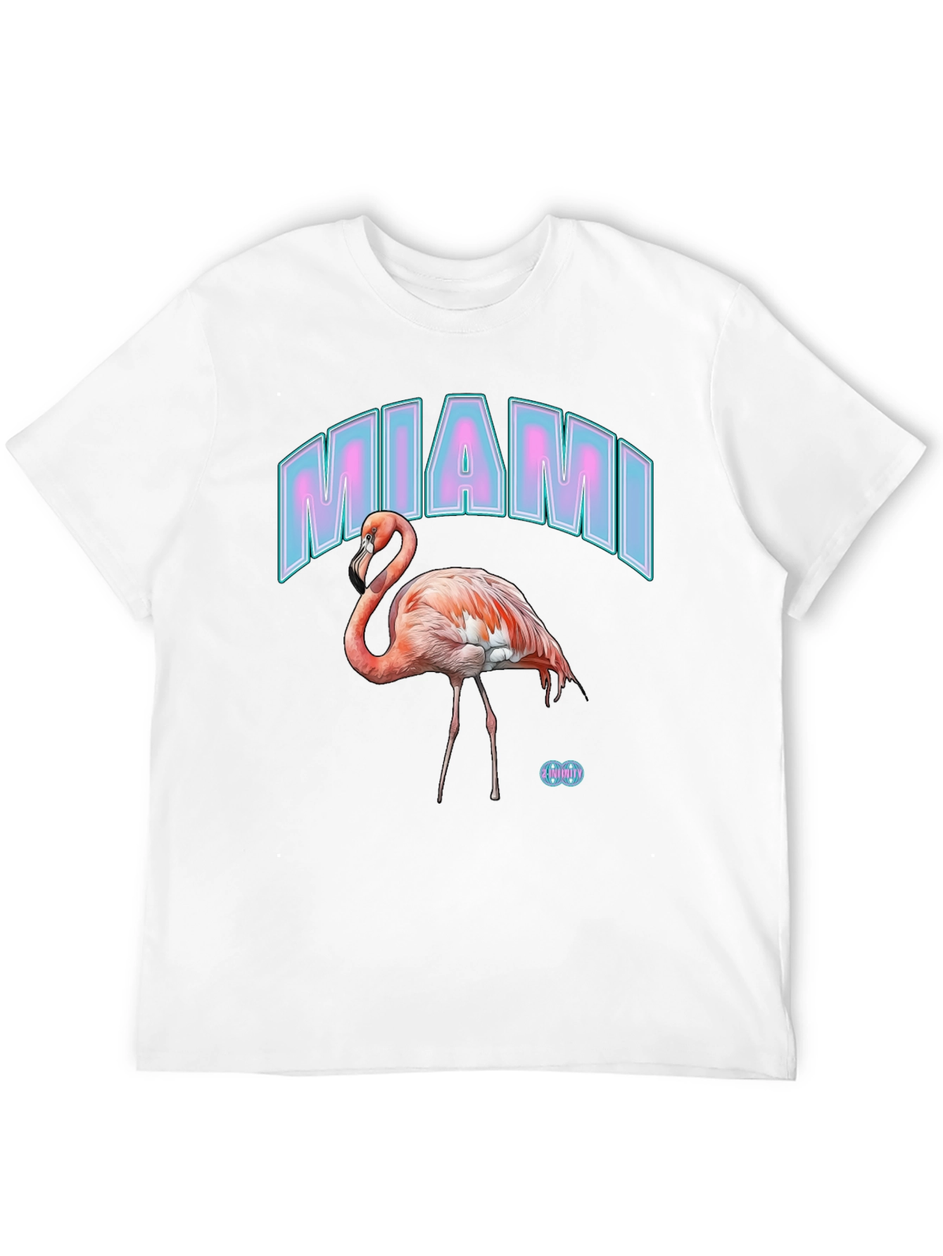 Miami Flamingo Graphic Tee - Black Cotton Casual T-Shirt