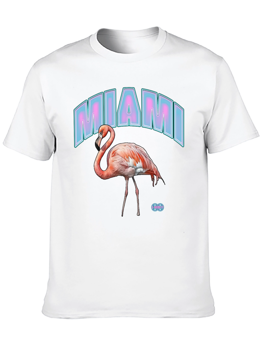 Miami Flamingo Graphic Tee - Black Cotton Casual T-Shirt