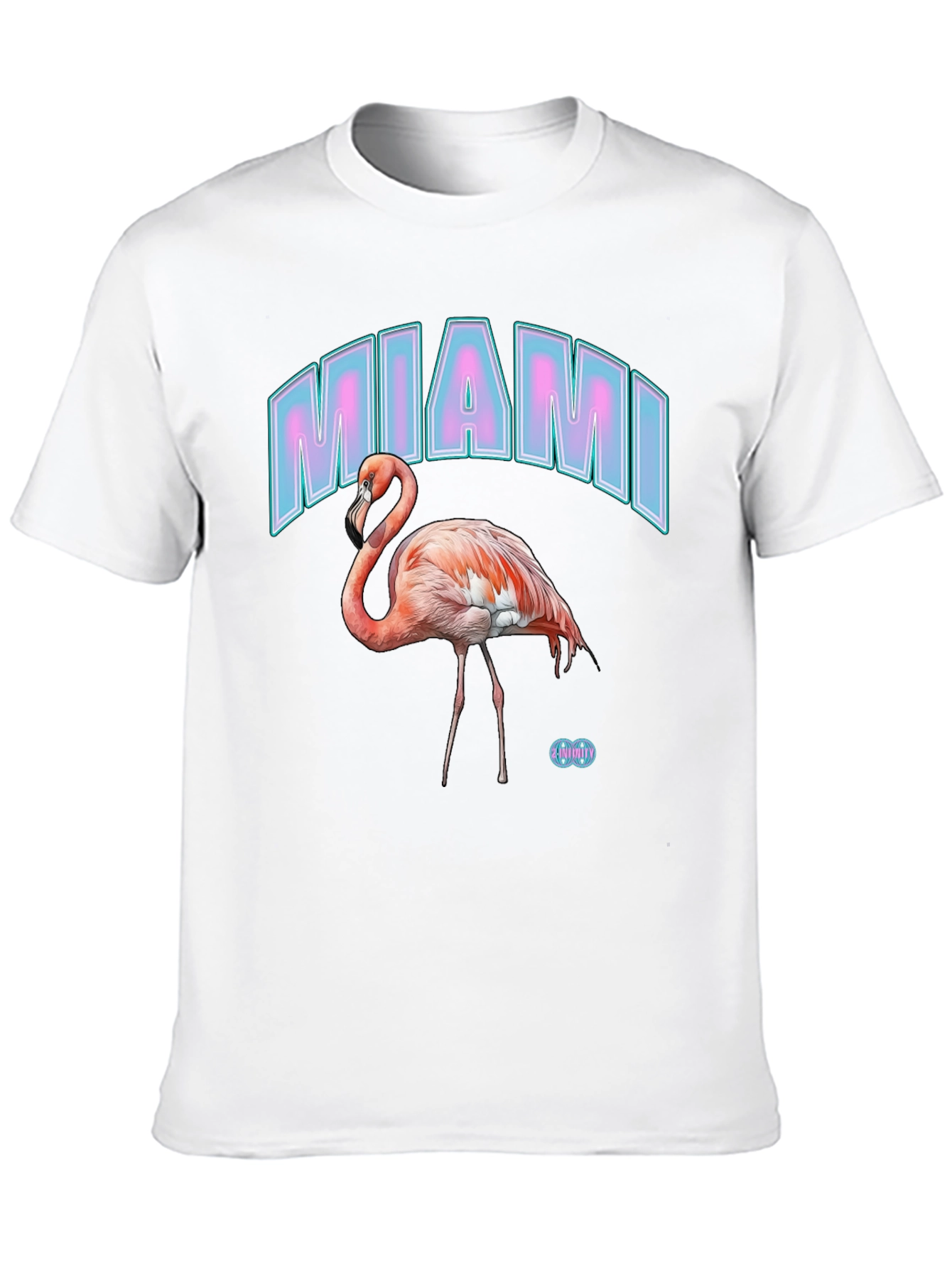 Miami Flamingo Graphic Tee - Black Cotton Casual T-Shirt