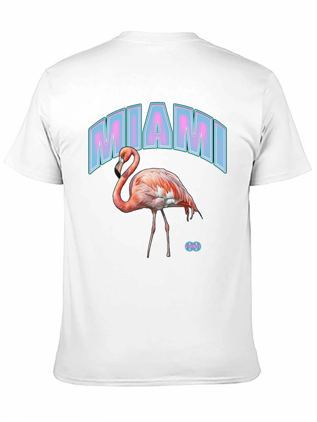 Miami Flamingo Graphic Tee - Black Cotton Casual T-Shirt