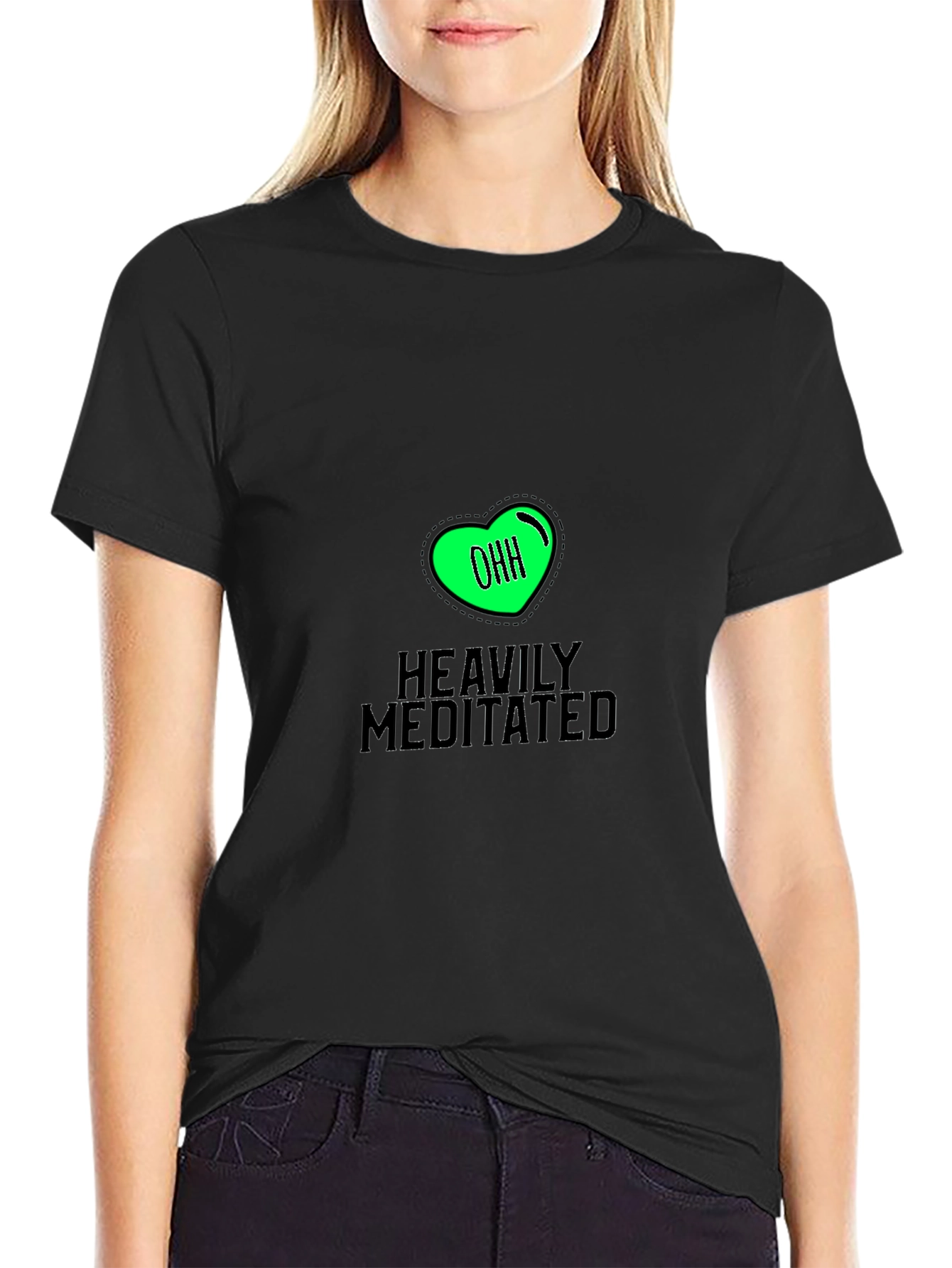 Heavily Meditated Black T-Shirt - Relaxed Fit