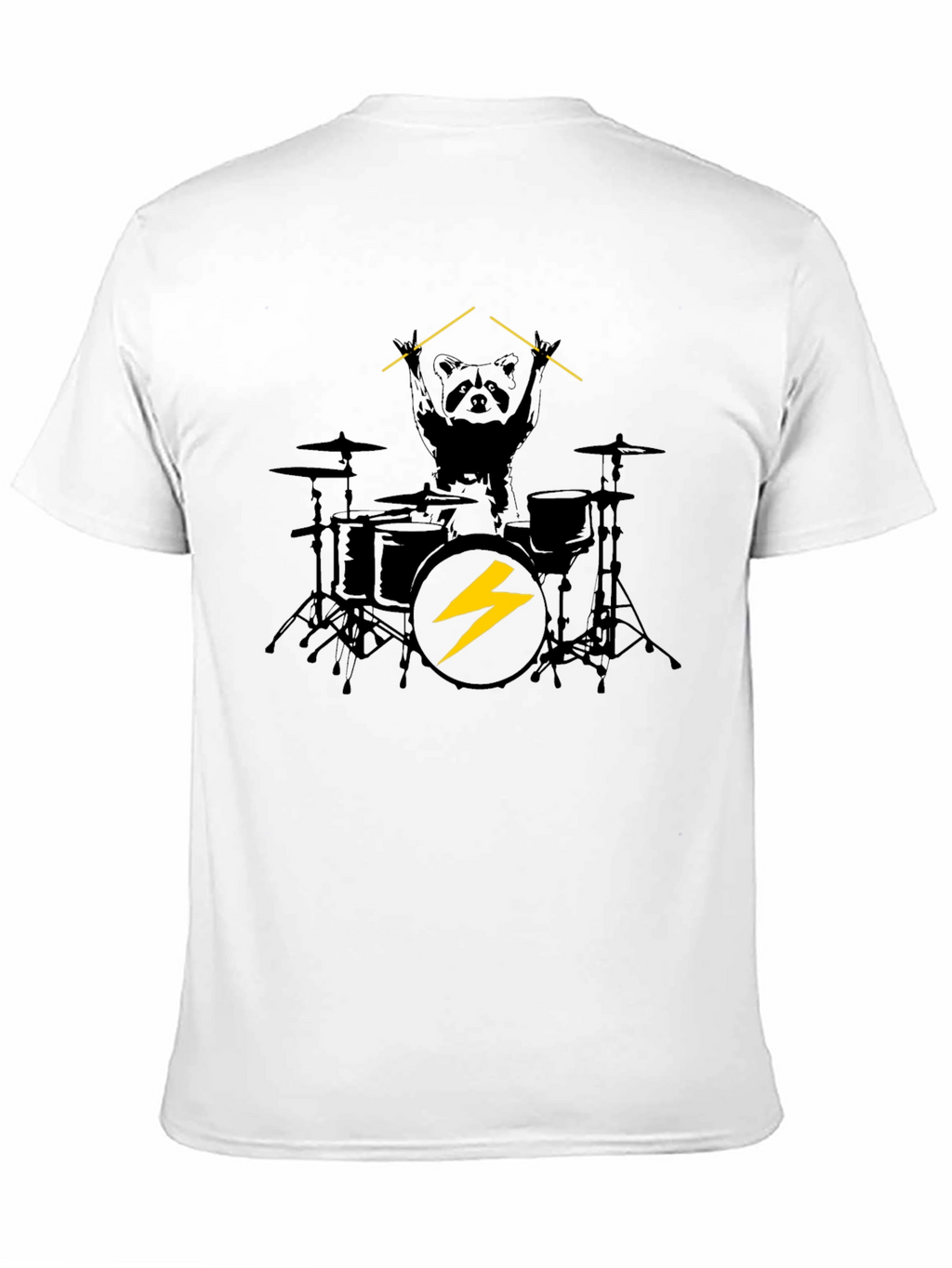 Raccoon Drummer Graphic Black T-Shirt
