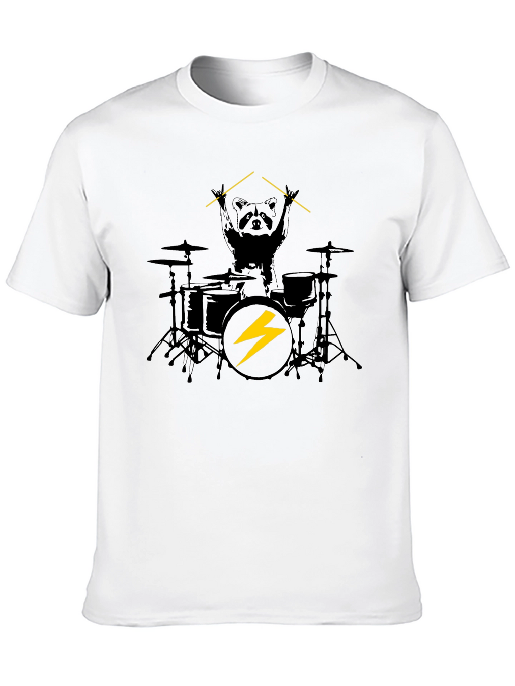 Raccoon Drummer Graphic Black T-Shirt