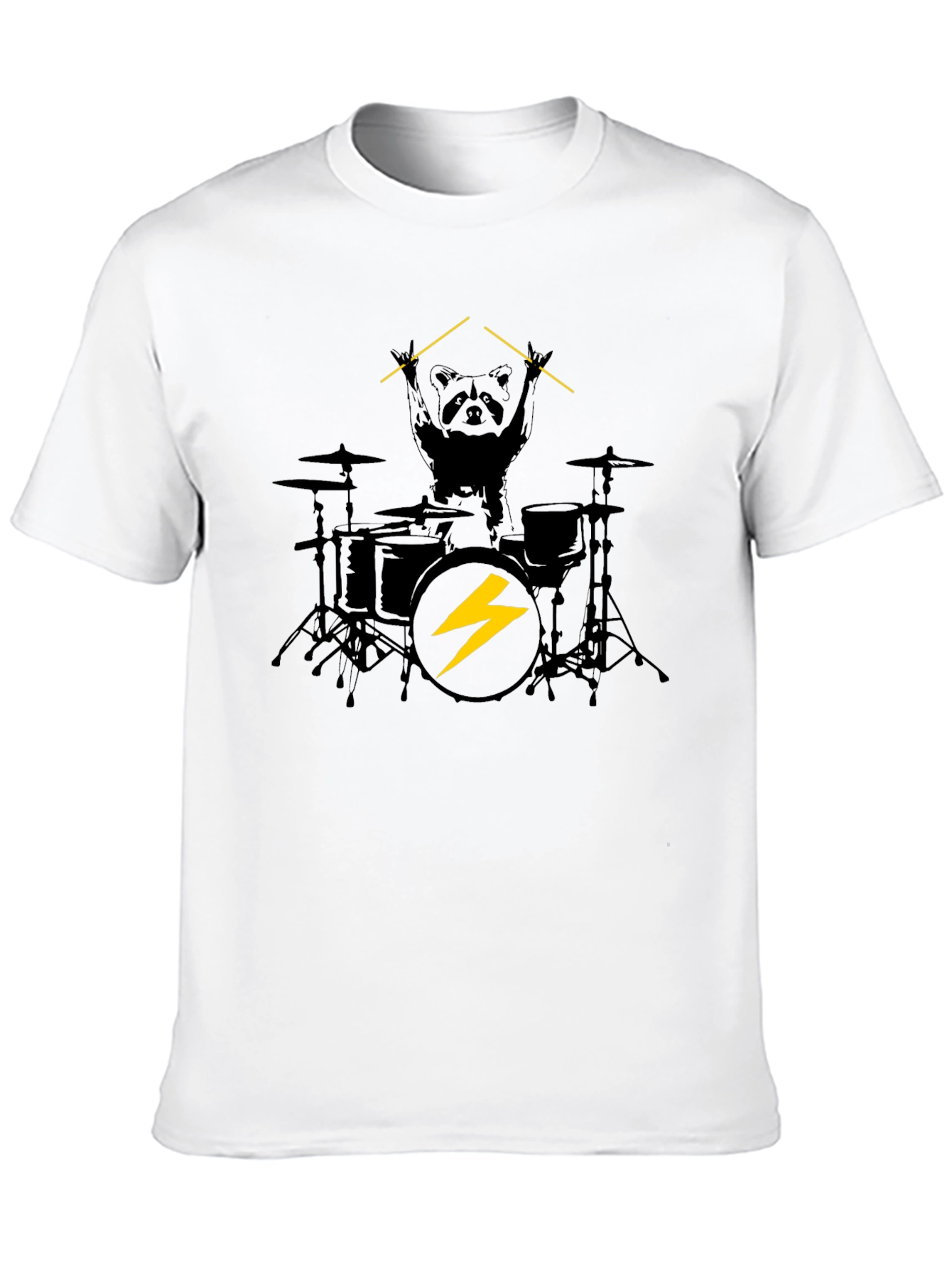 Raccoon Drummer Graphic Black T-Shirt