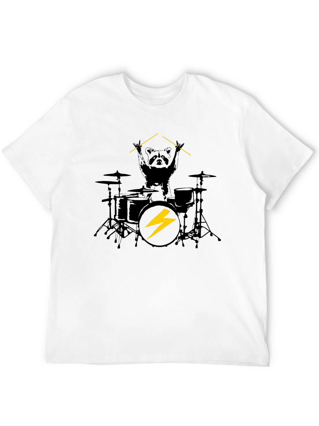 Raccoon Drummer Graphic Black T-Shirt