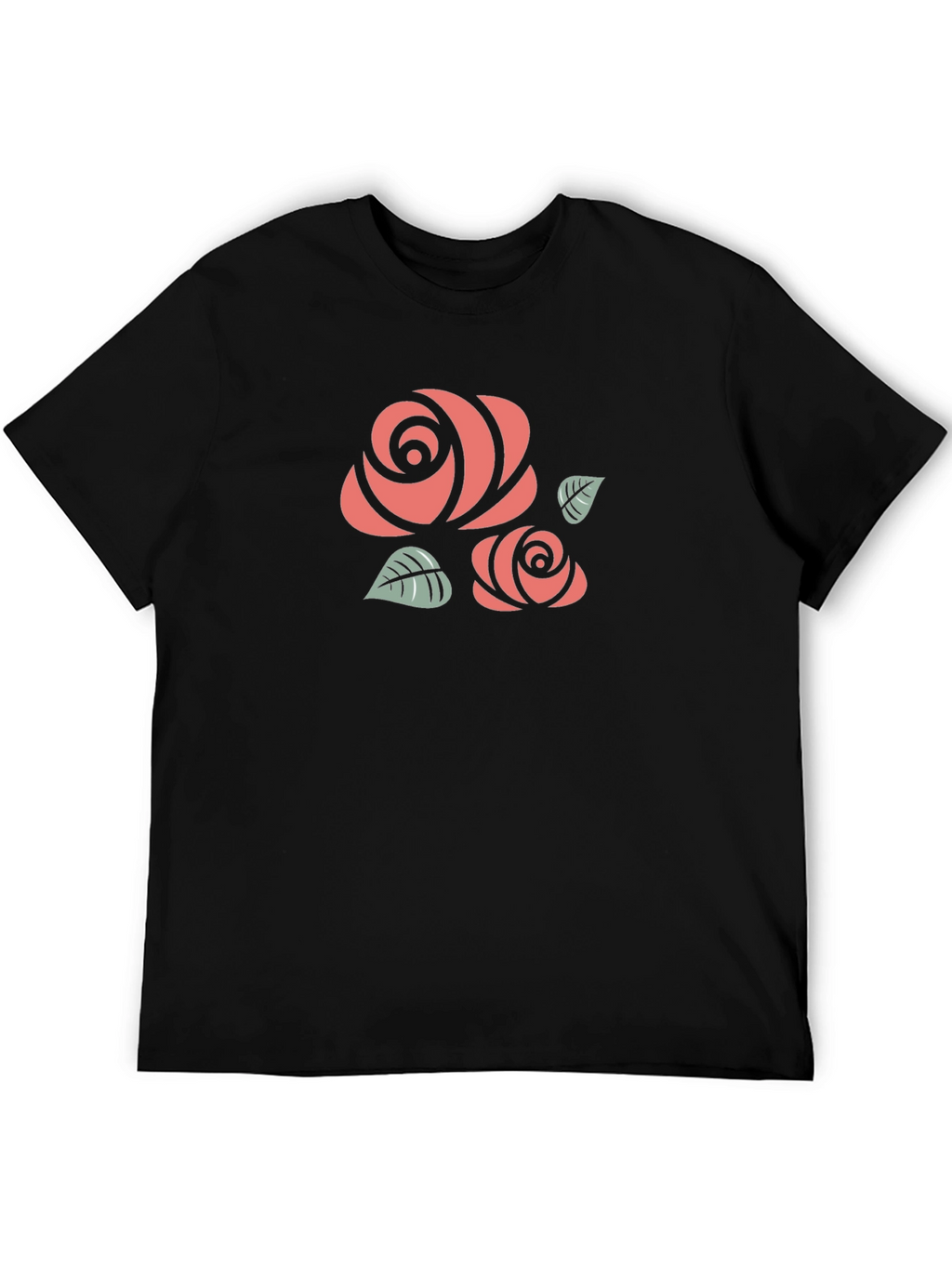 Floral Rose Graphic Tee - Black